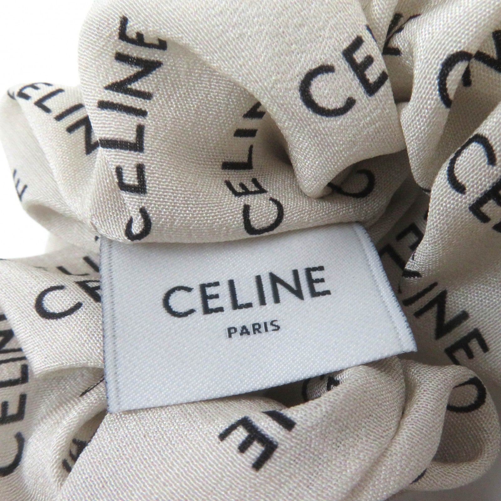 Celine Silk Rayeur Scrunchie Logo Triomphe