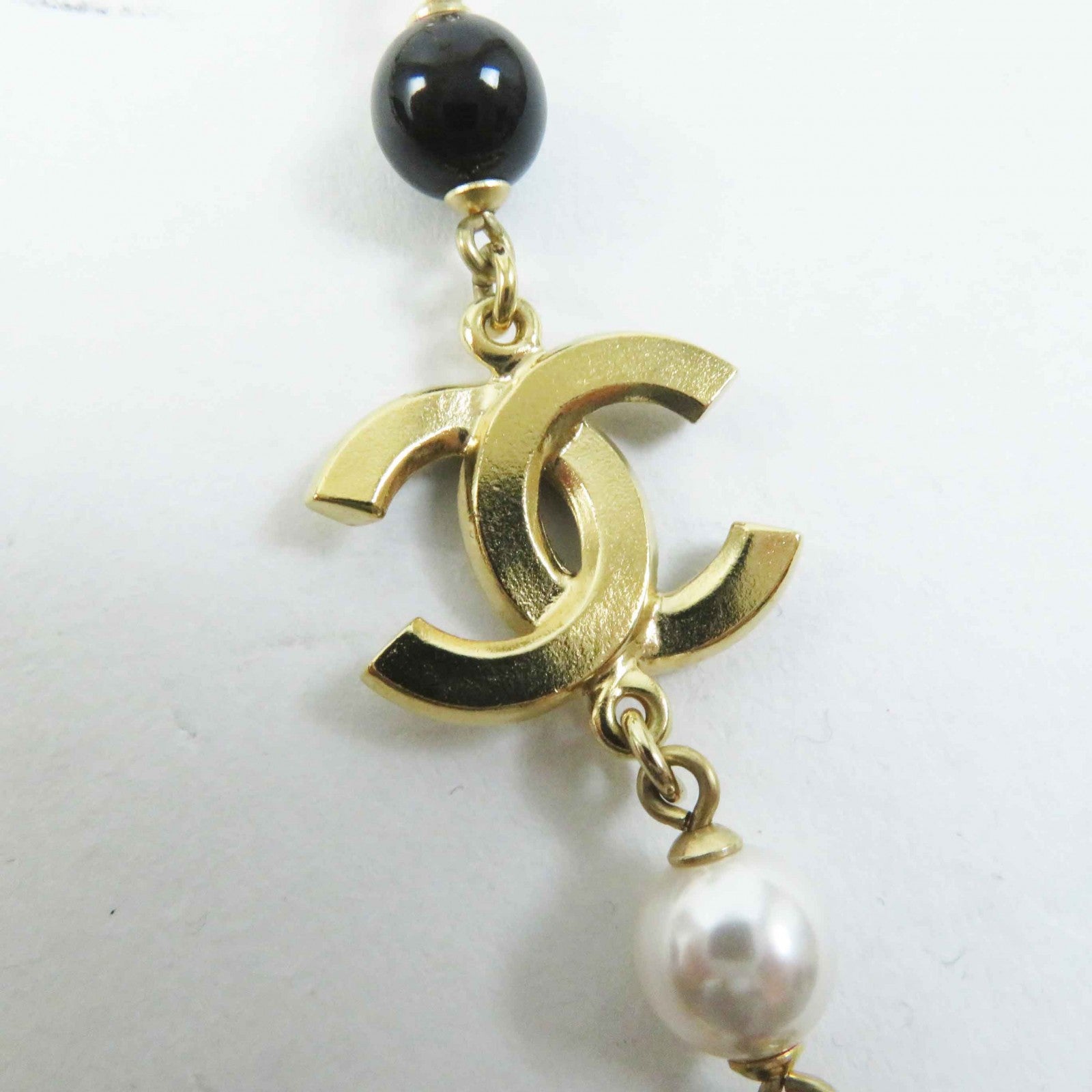 Chanel COCO Mark Rhinestone Pearl Necklace