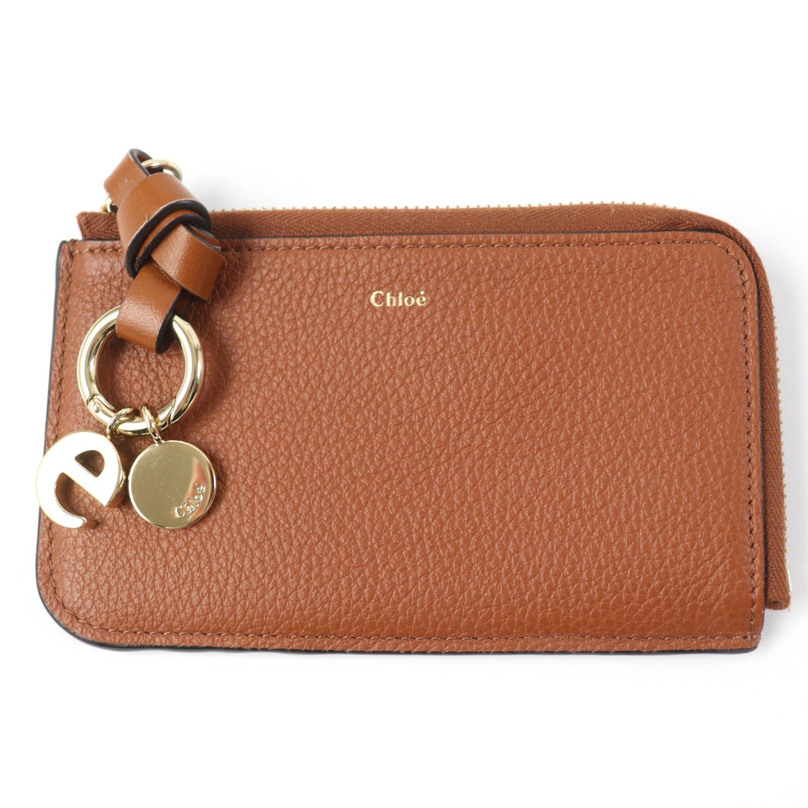 Chloe ALPHBET Mini Wallet Leather Brown