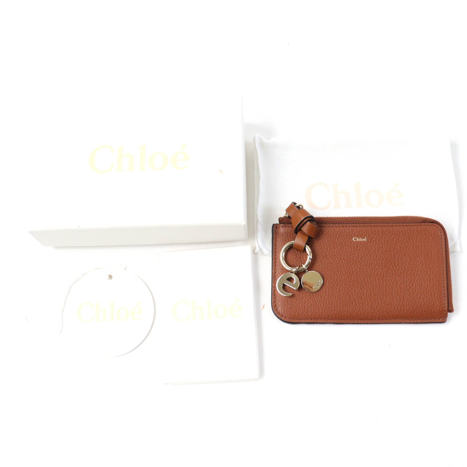 Chloe ALPHBET Mini Wallet Leather Brown