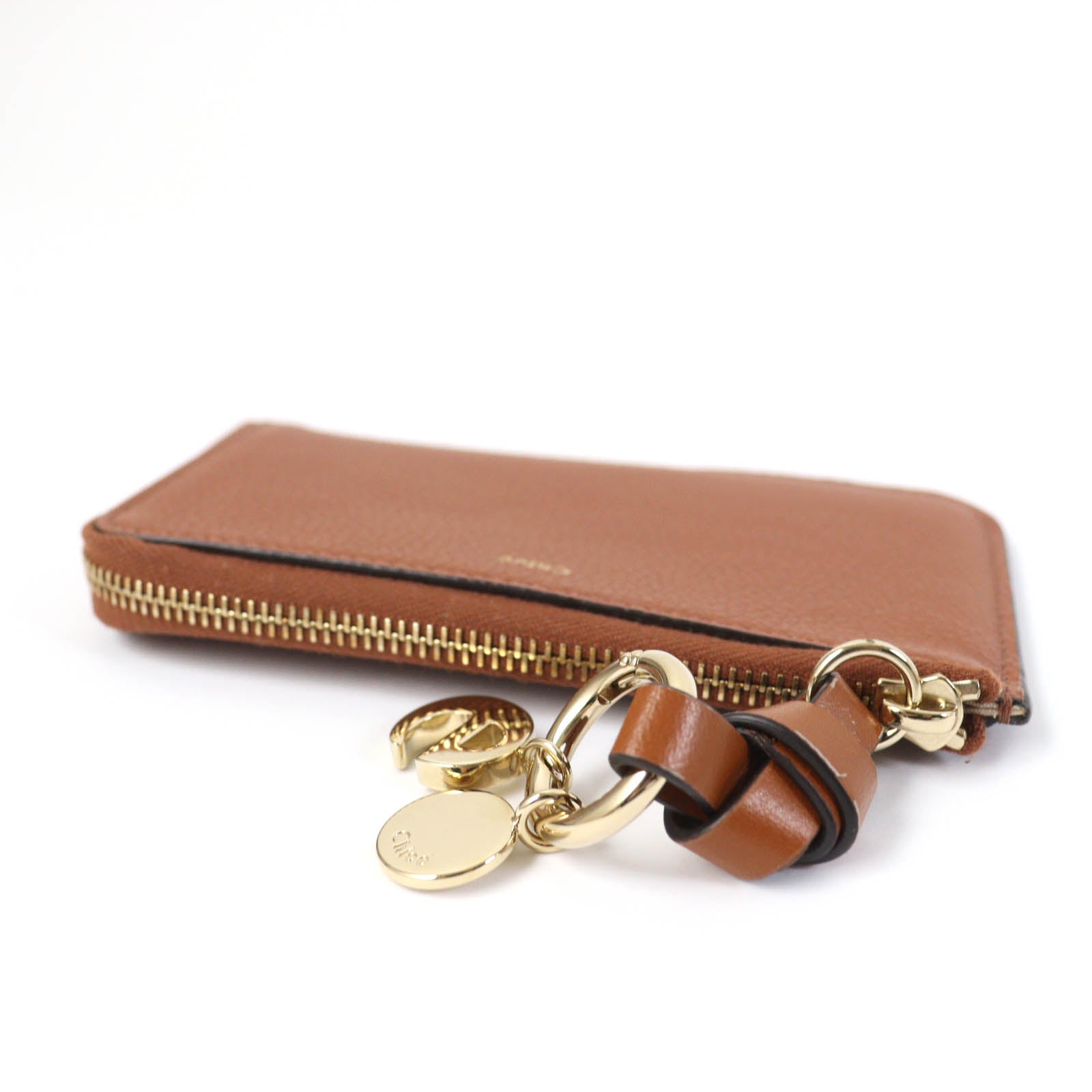 Chloe ALPHBET Mini Wallet Leather Brown