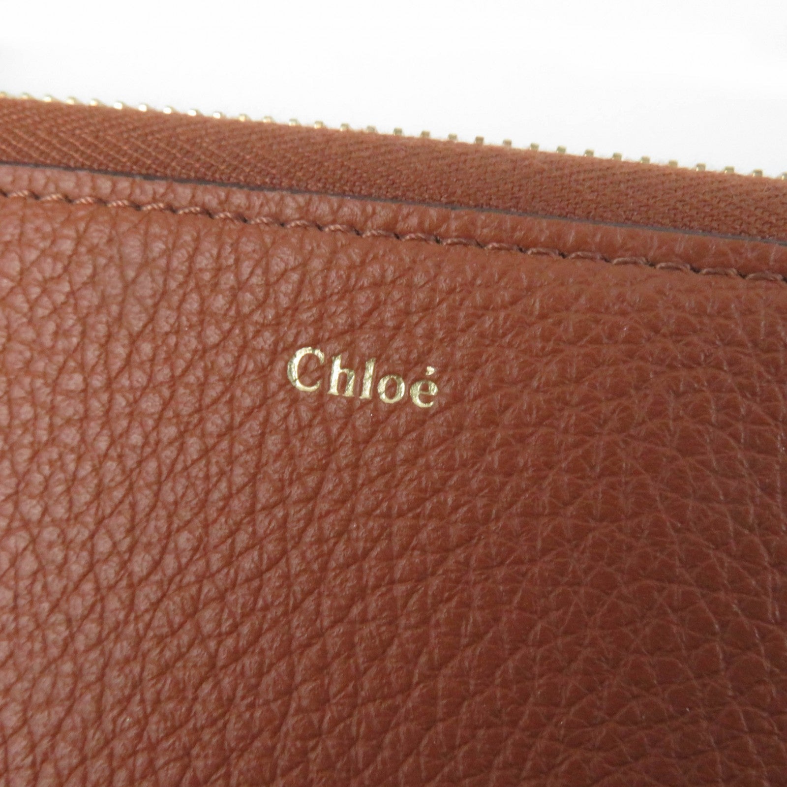 Chloe ALPHBET Mini Wallet Leather Brown