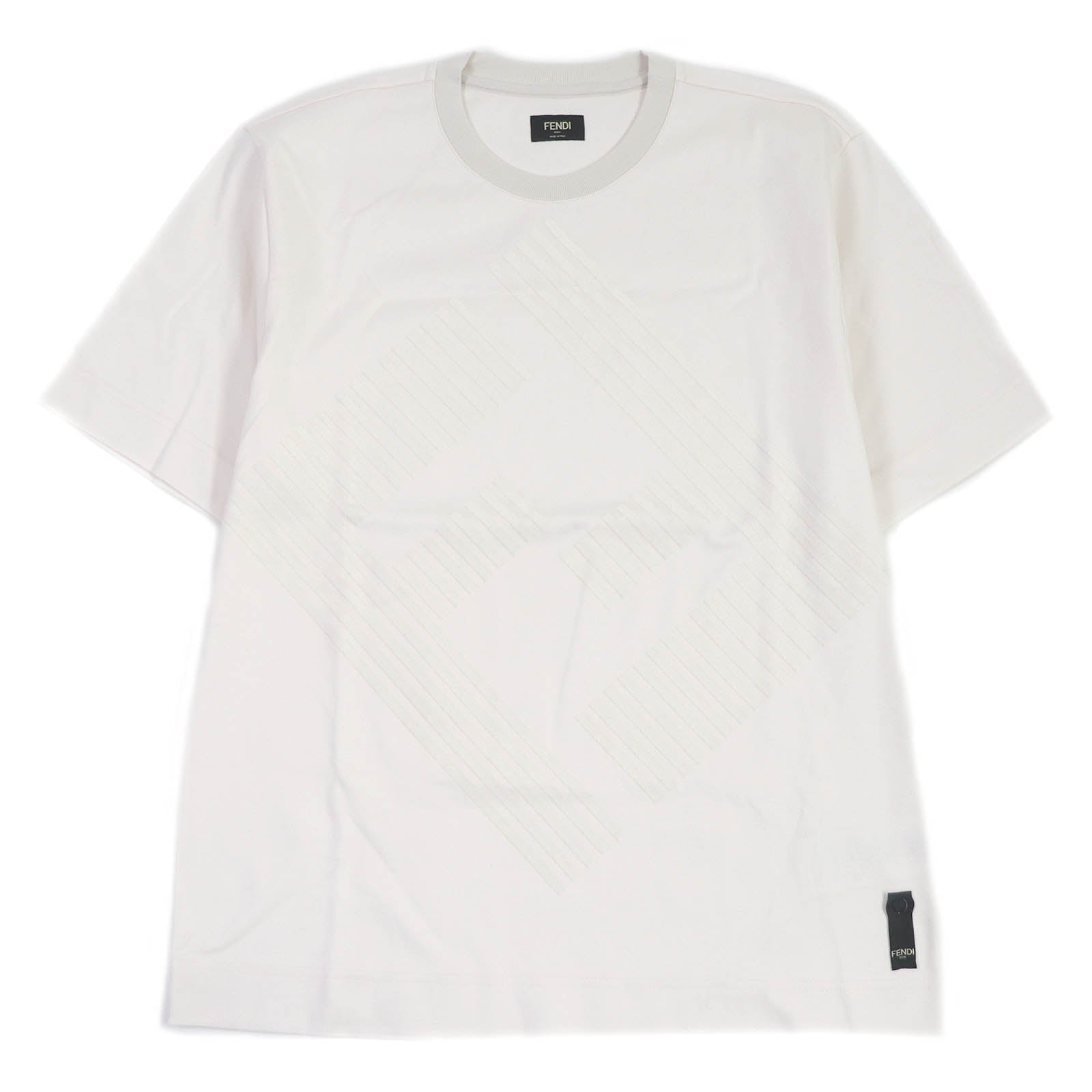 Fendi Cotton FF Logo Embroidery T-Shirt Ivory M