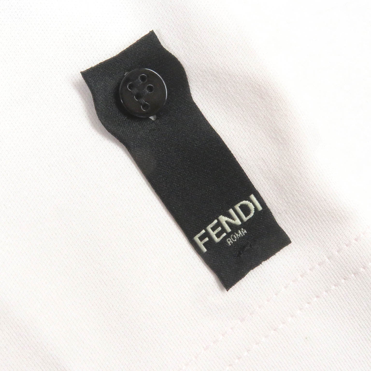 Fendi Cotton FF Logo Embroidery T-Shirt Ivory M