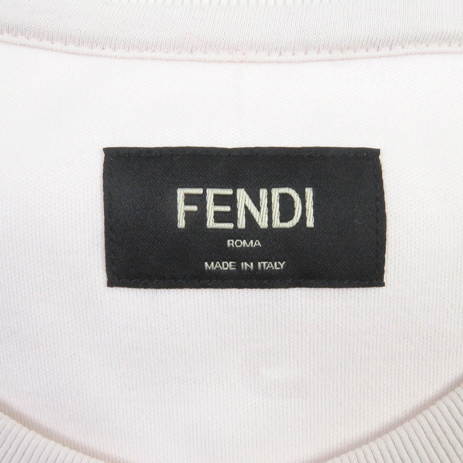 Fendi Cotton FF Logo Embroidery T-Shirt Ivory M