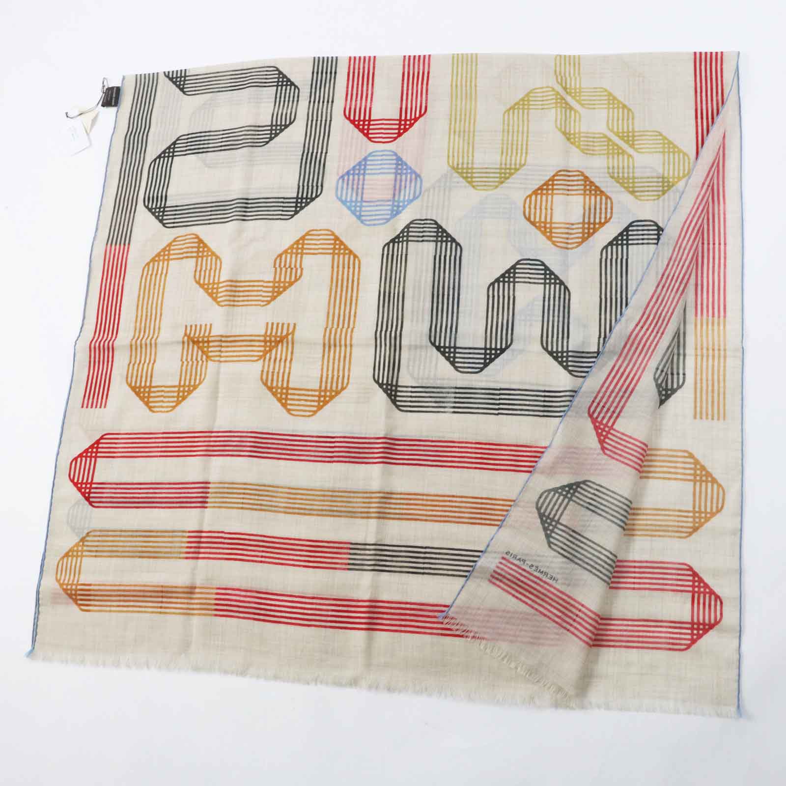 Hermes Les Rubans Cashmere Shawl Beige