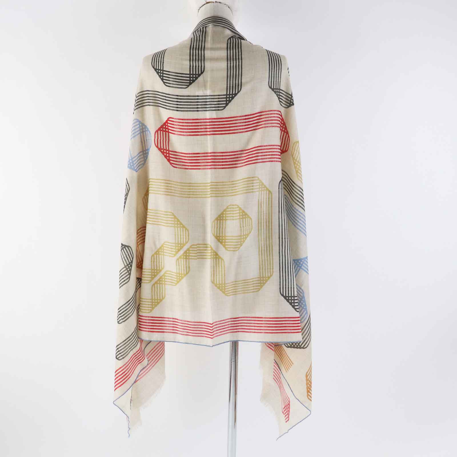 Hermes Les Rubans Cashmere Shawl Beige