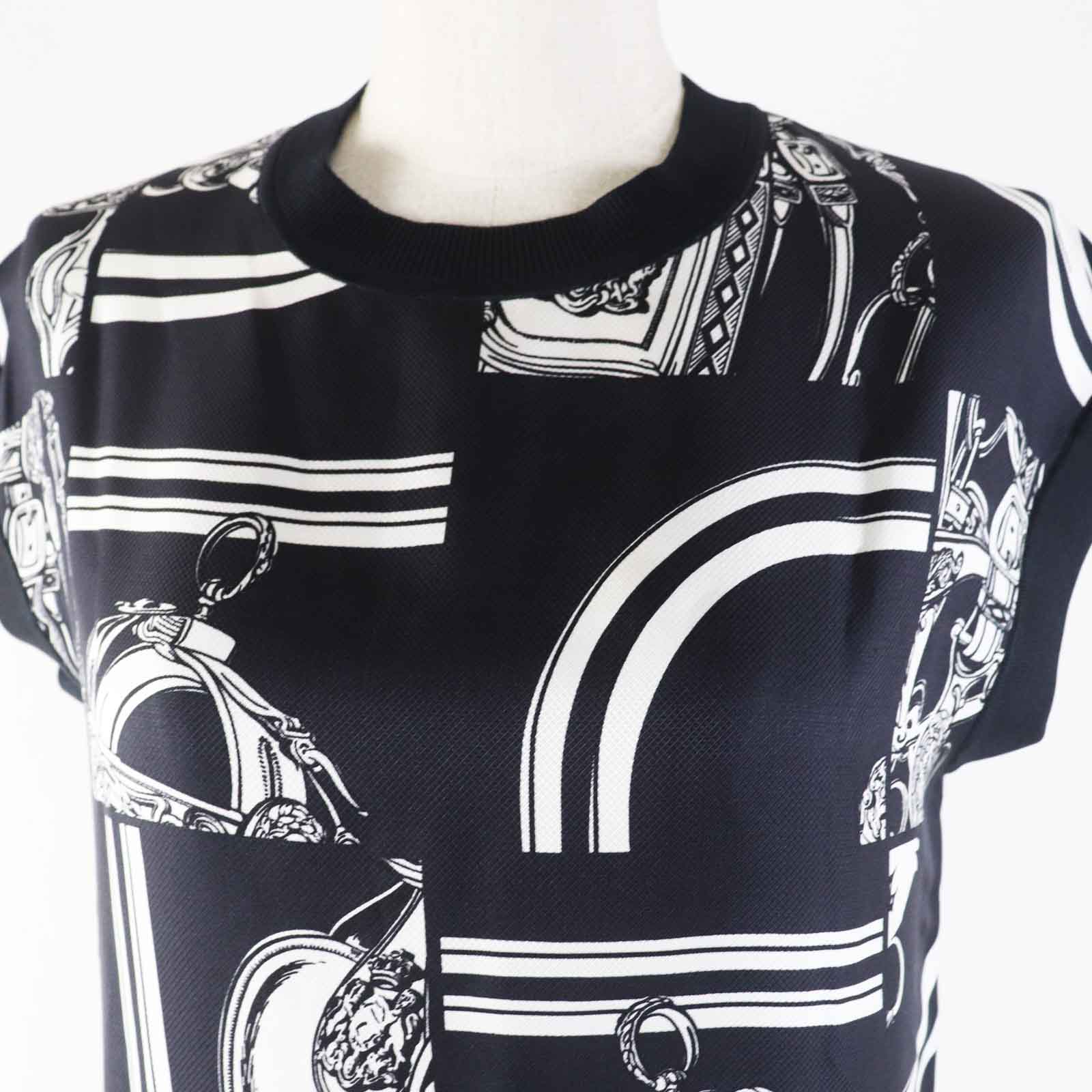 Hermes Silk Knit Black White 36 Women