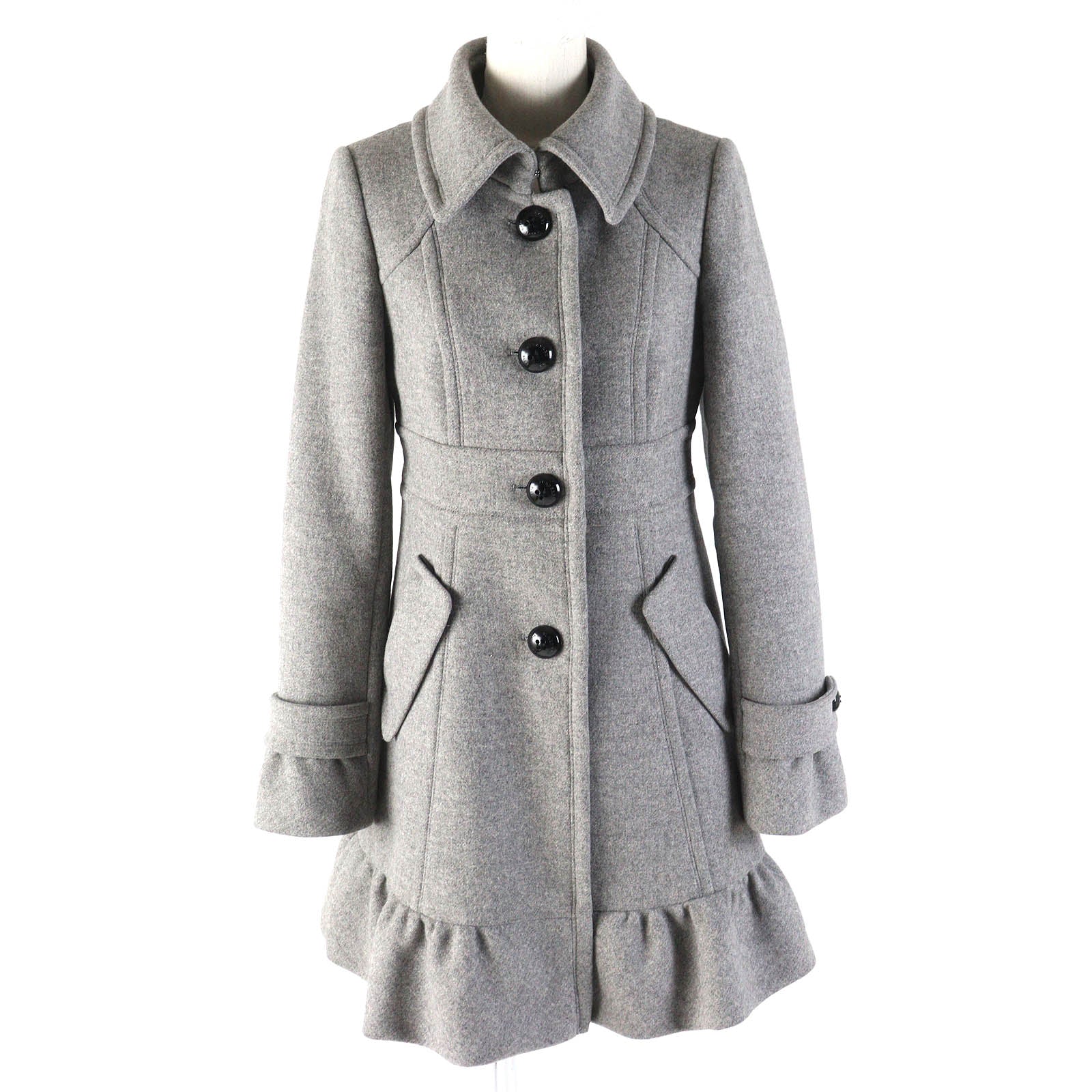 Burberry Wool Angola Check Coat Gray 38 Women