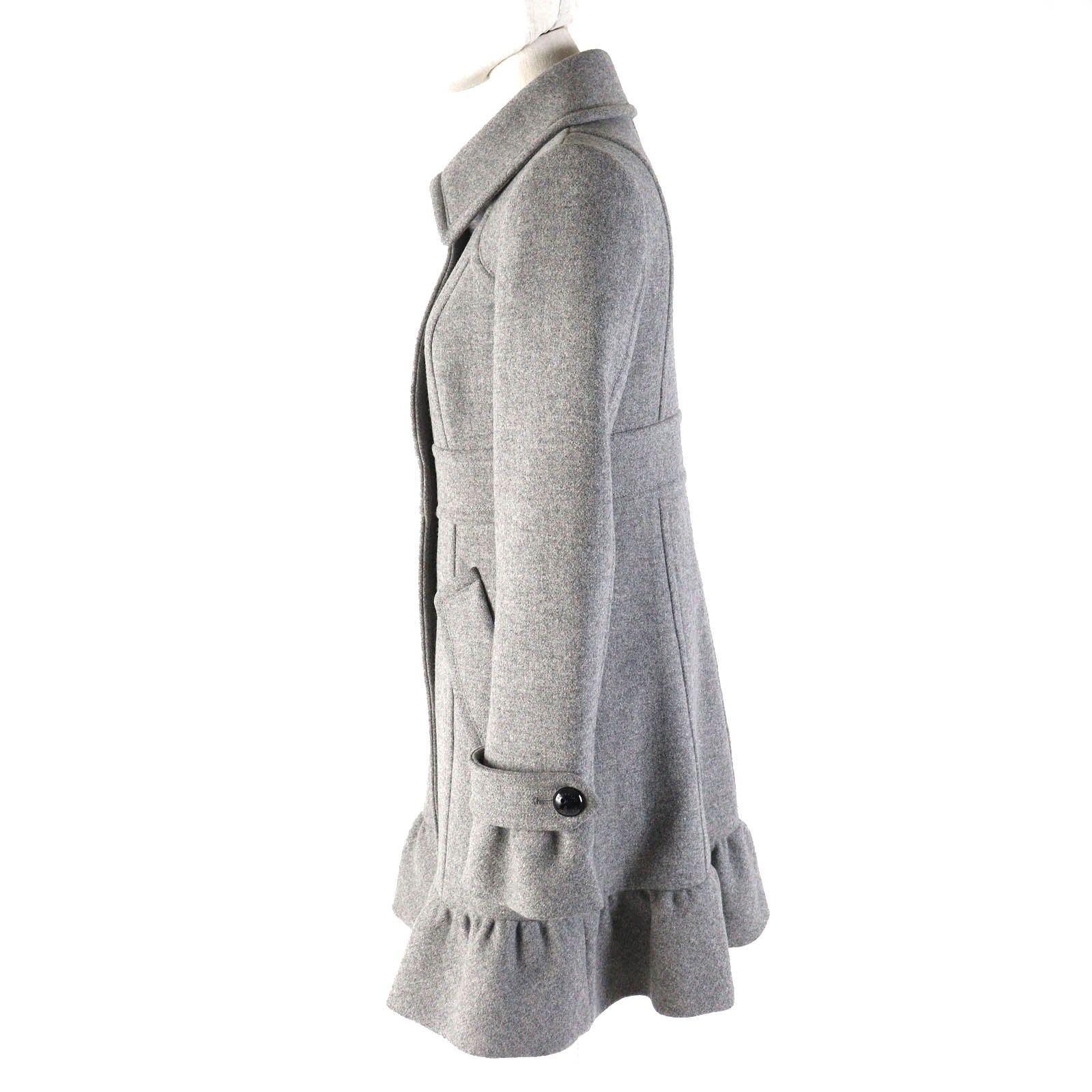 Burberry Wool Angola Check Coat Gray 38 Women