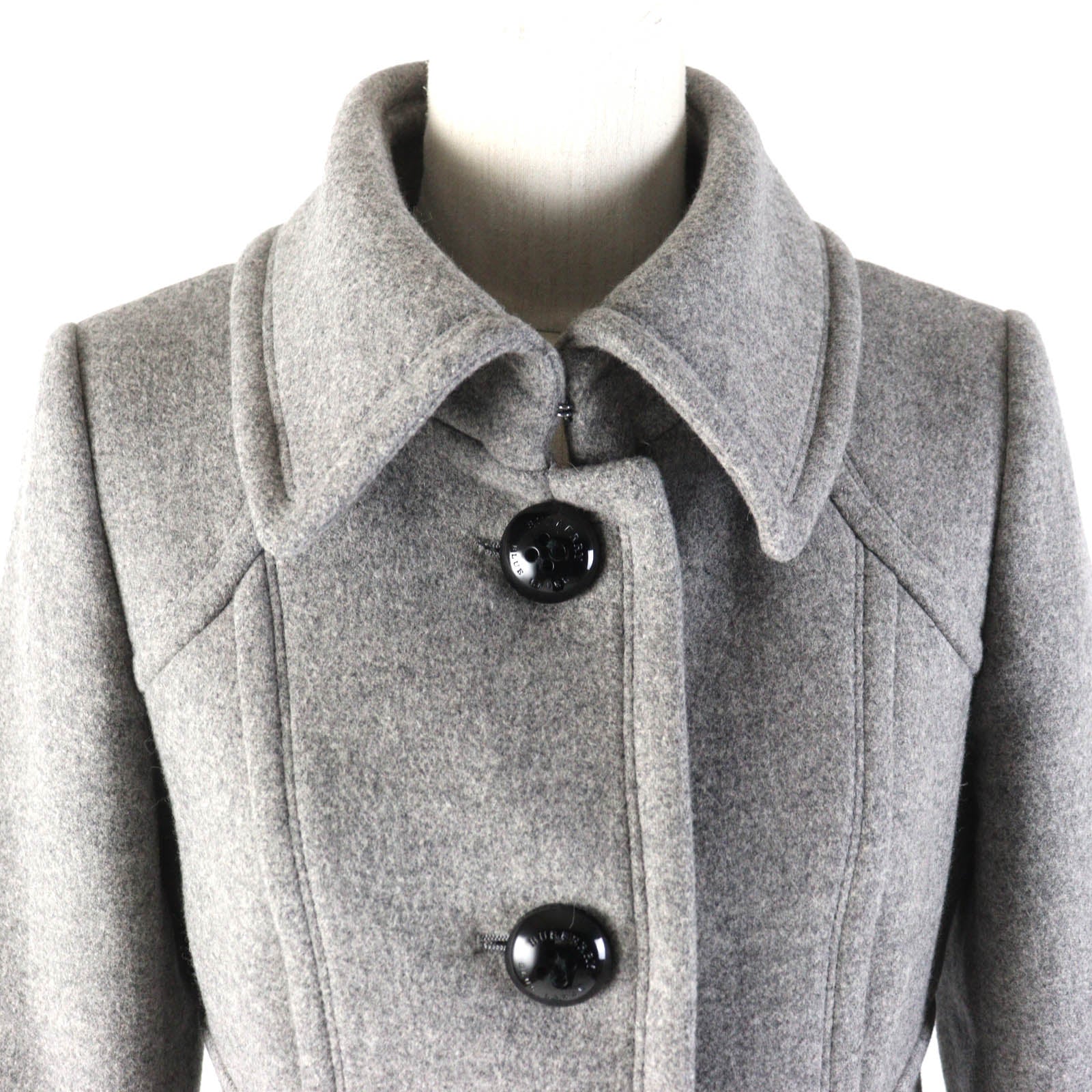 Burberry Wool Angola Check Coat Gray 38 Women