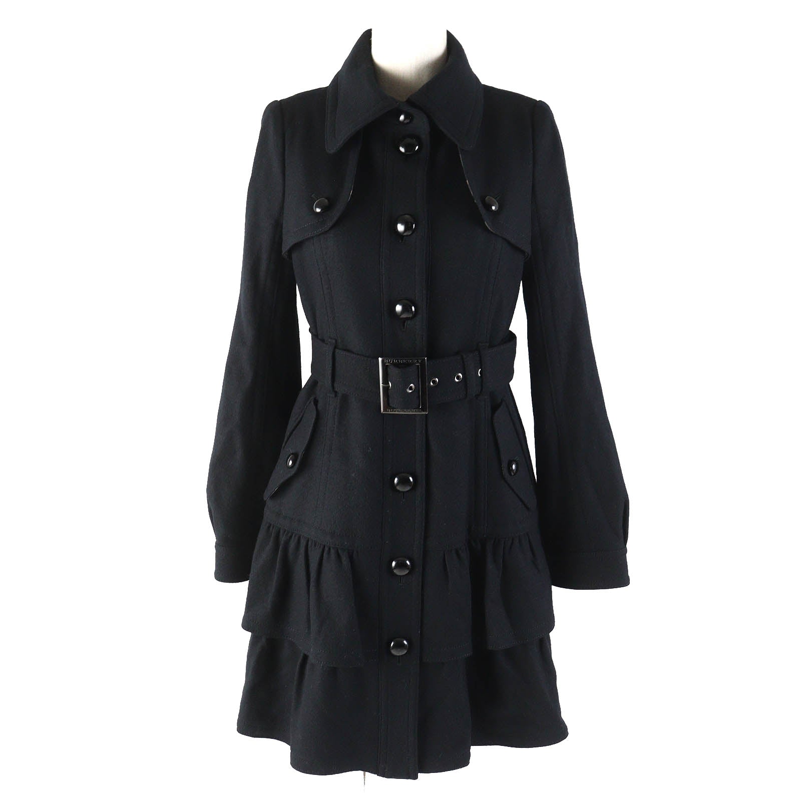 Burberry Wool A-line Coat Black Women