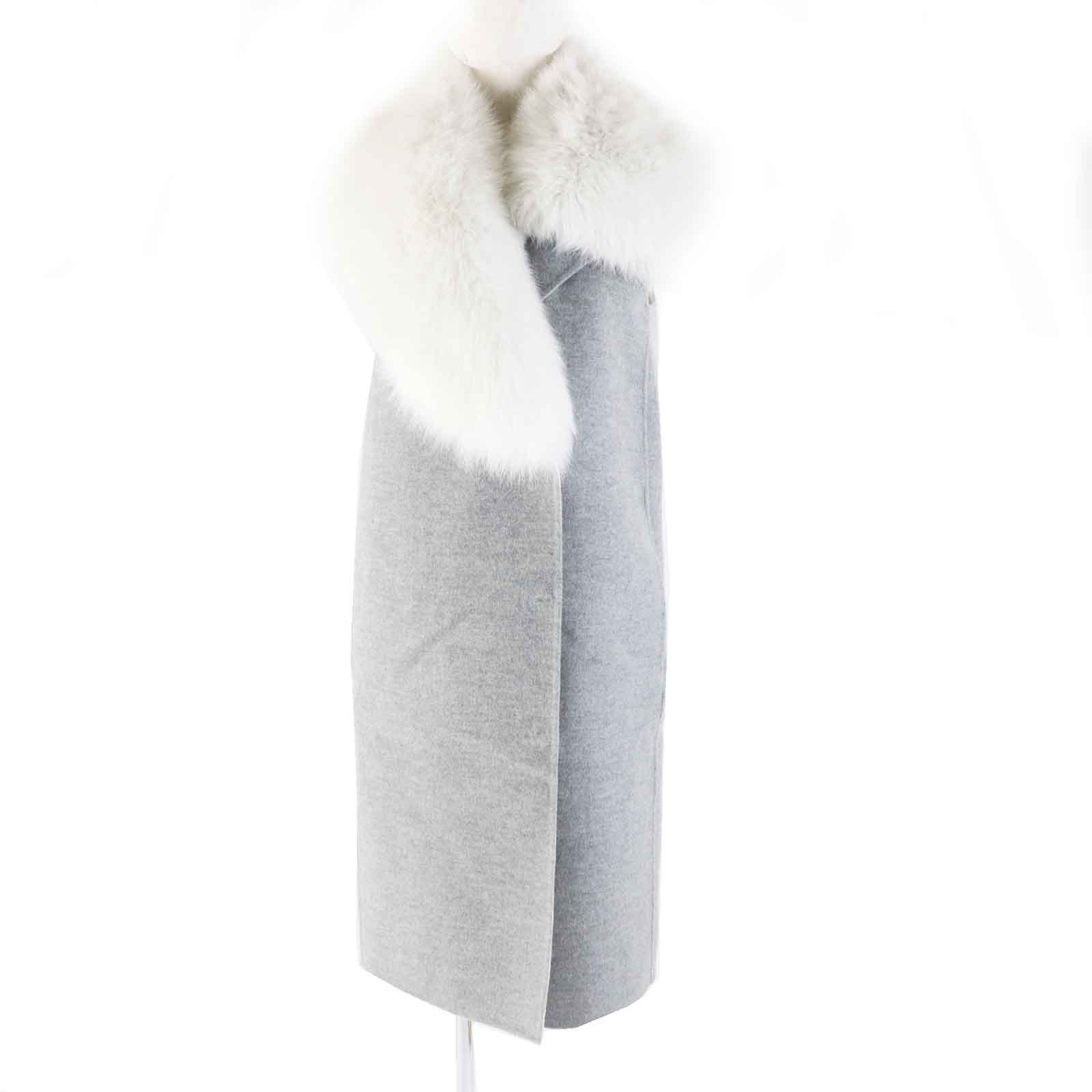 Fendi Cashmere Fox Sleeveless Coat Gray 36