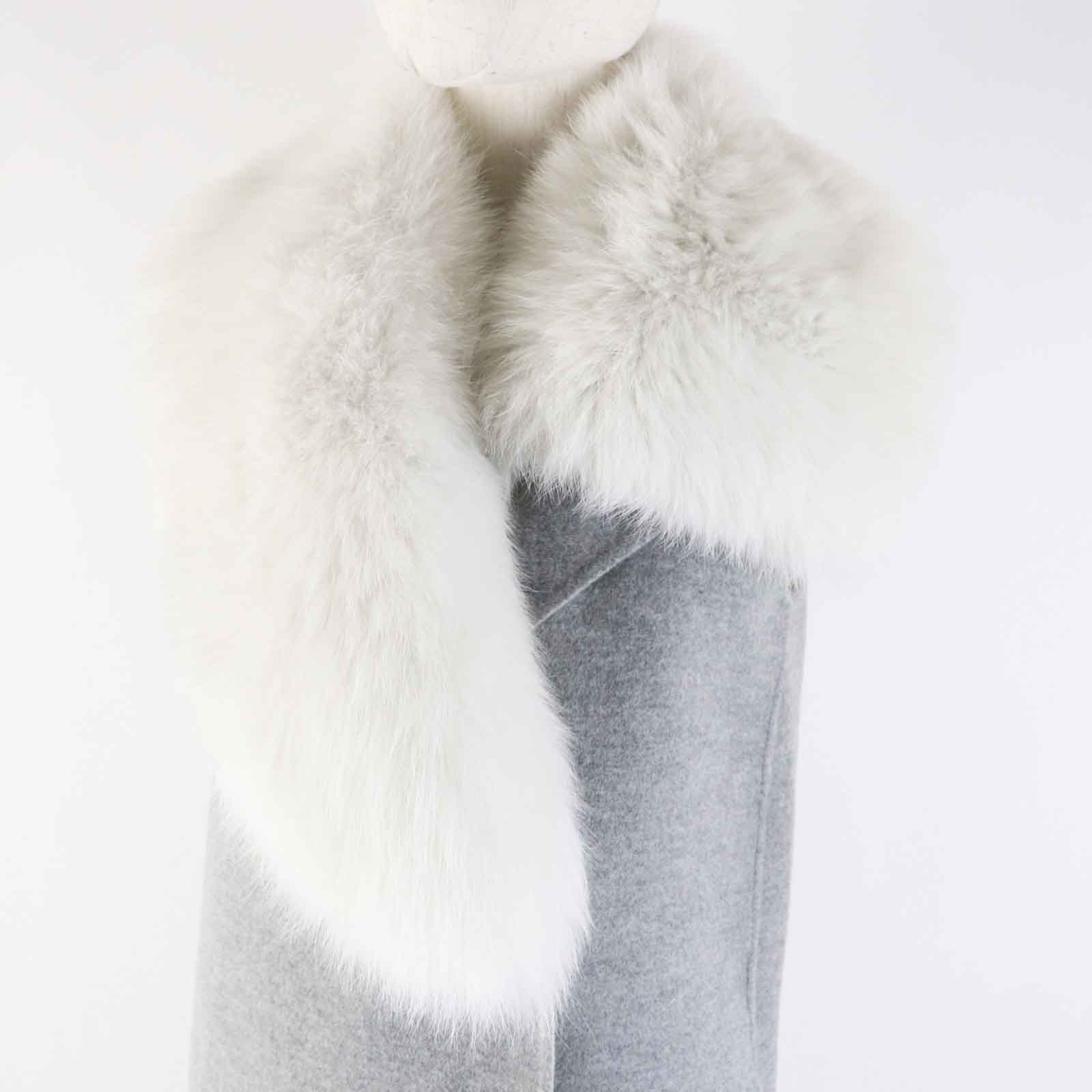 Fendi Cashmere Fox Sleeveless Coat Gray 36