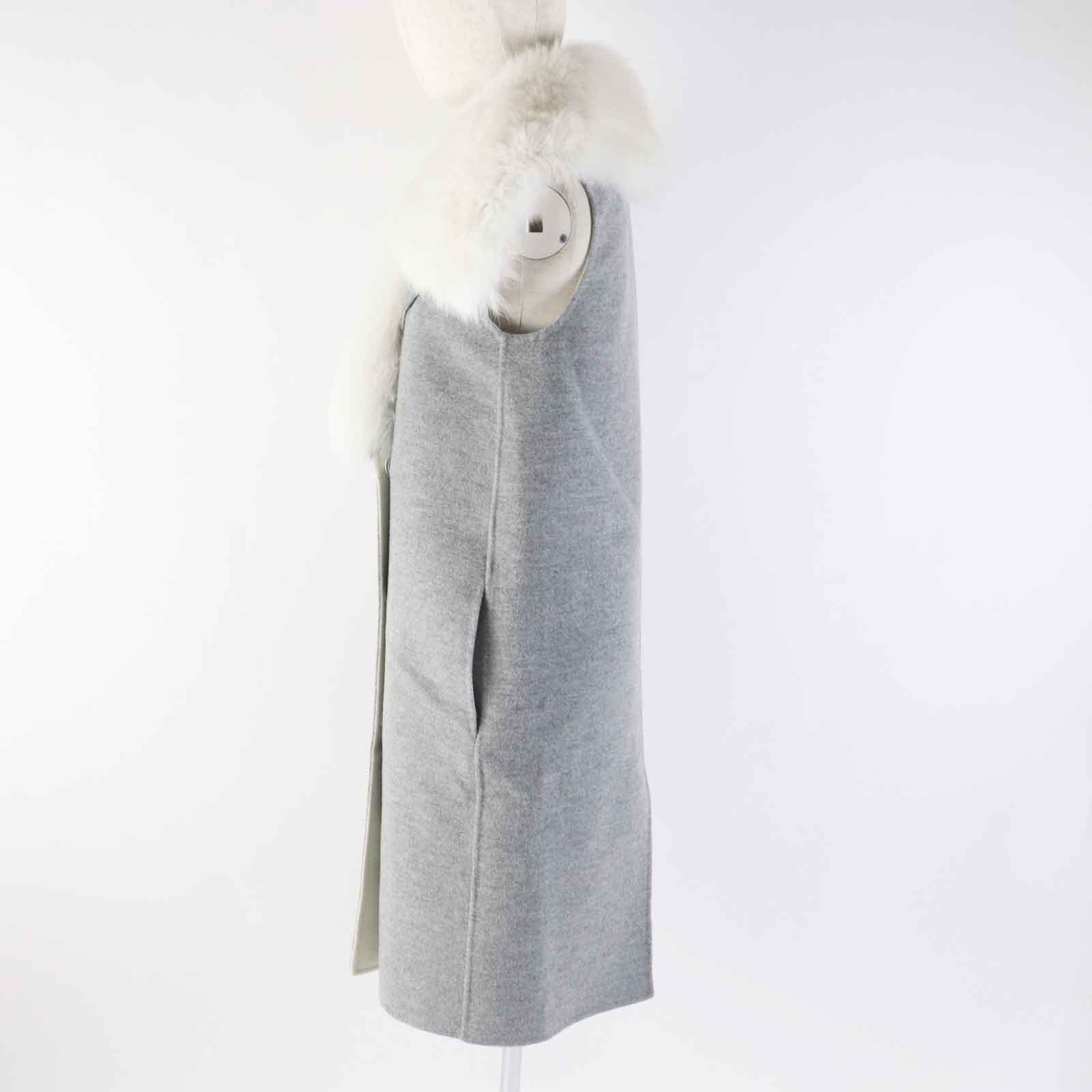 Fendi Cashmere Fox Sleeveless Coat Gray 36