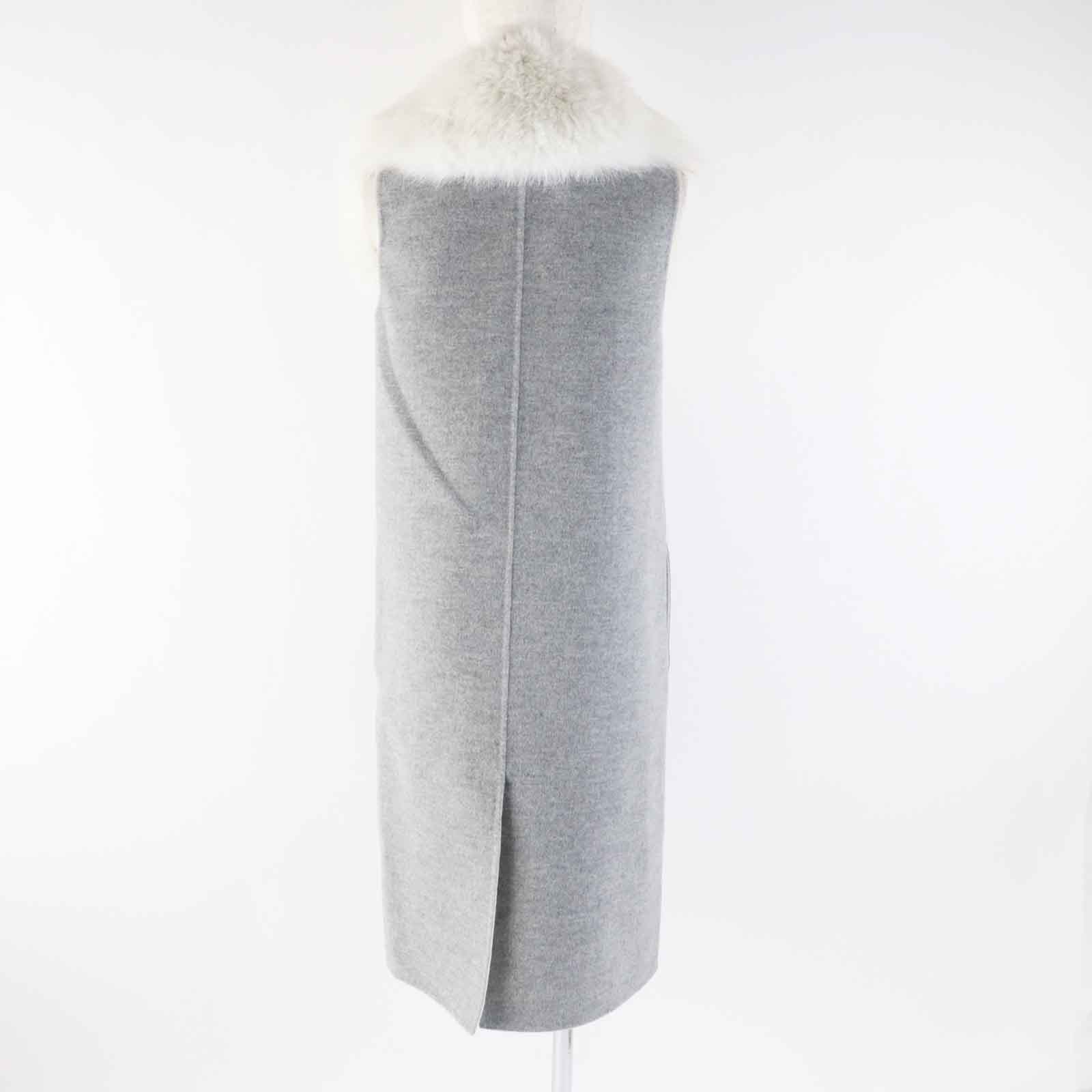 Fendi Cashmere Fox Sleeveless Coat Gray 36