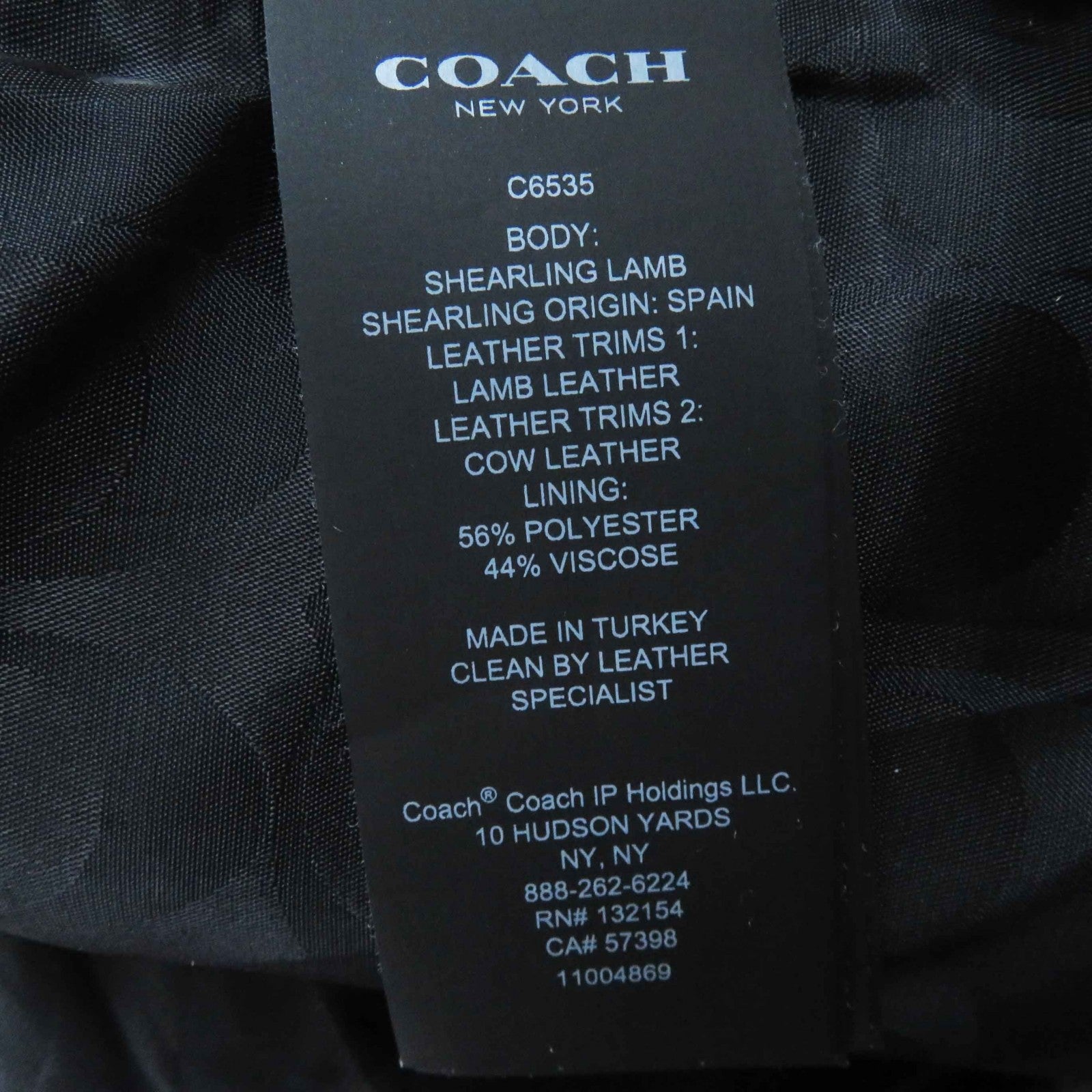 COACH Shearling Leather Coat C6535 S Women