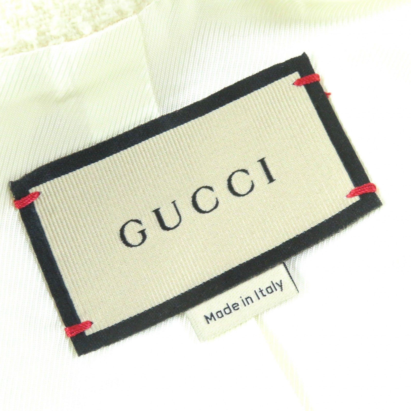 Gucci GG Logo Tweed Jacket Coat Ivory 42