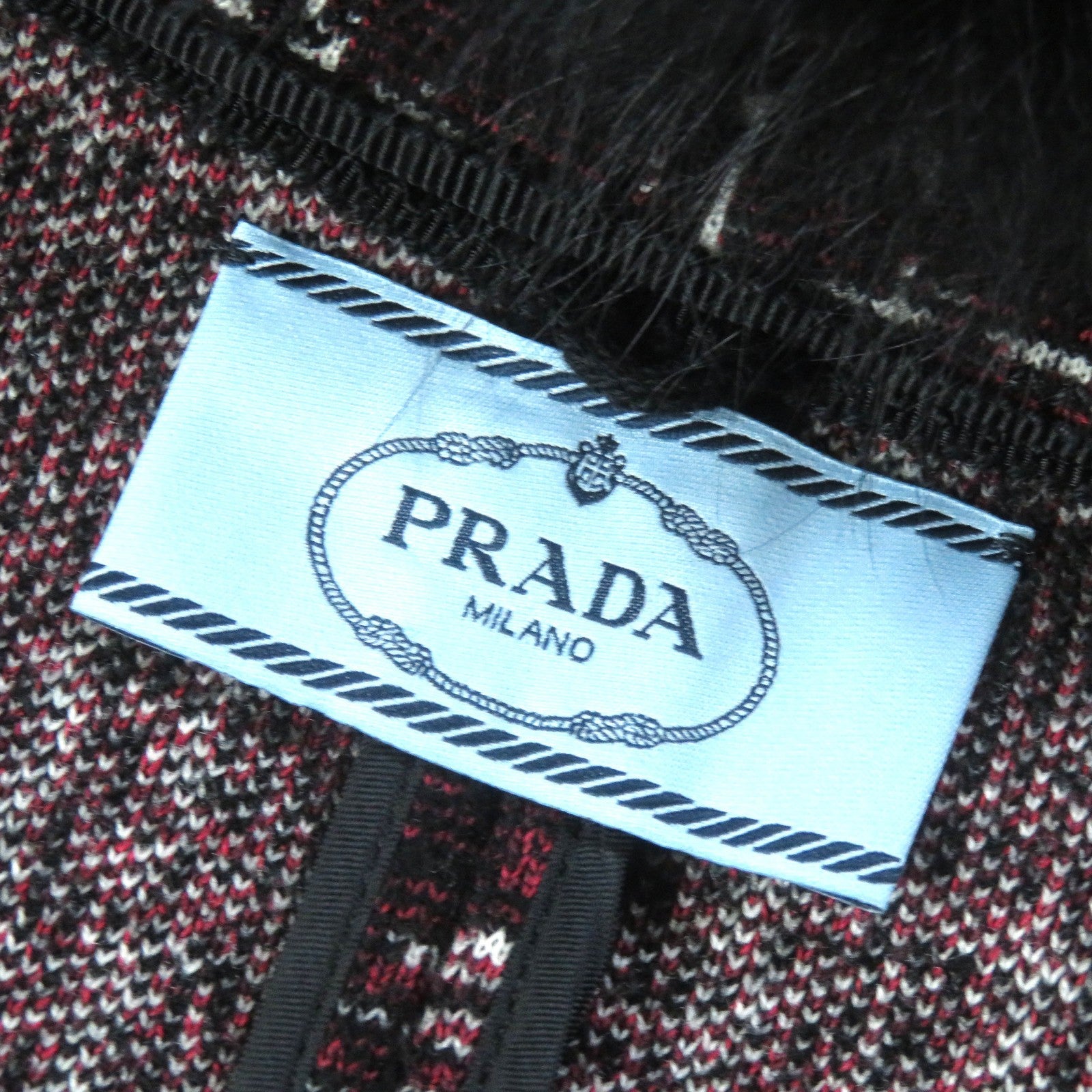 PRADA Cotton Rayon Long Coat with Fur Collar