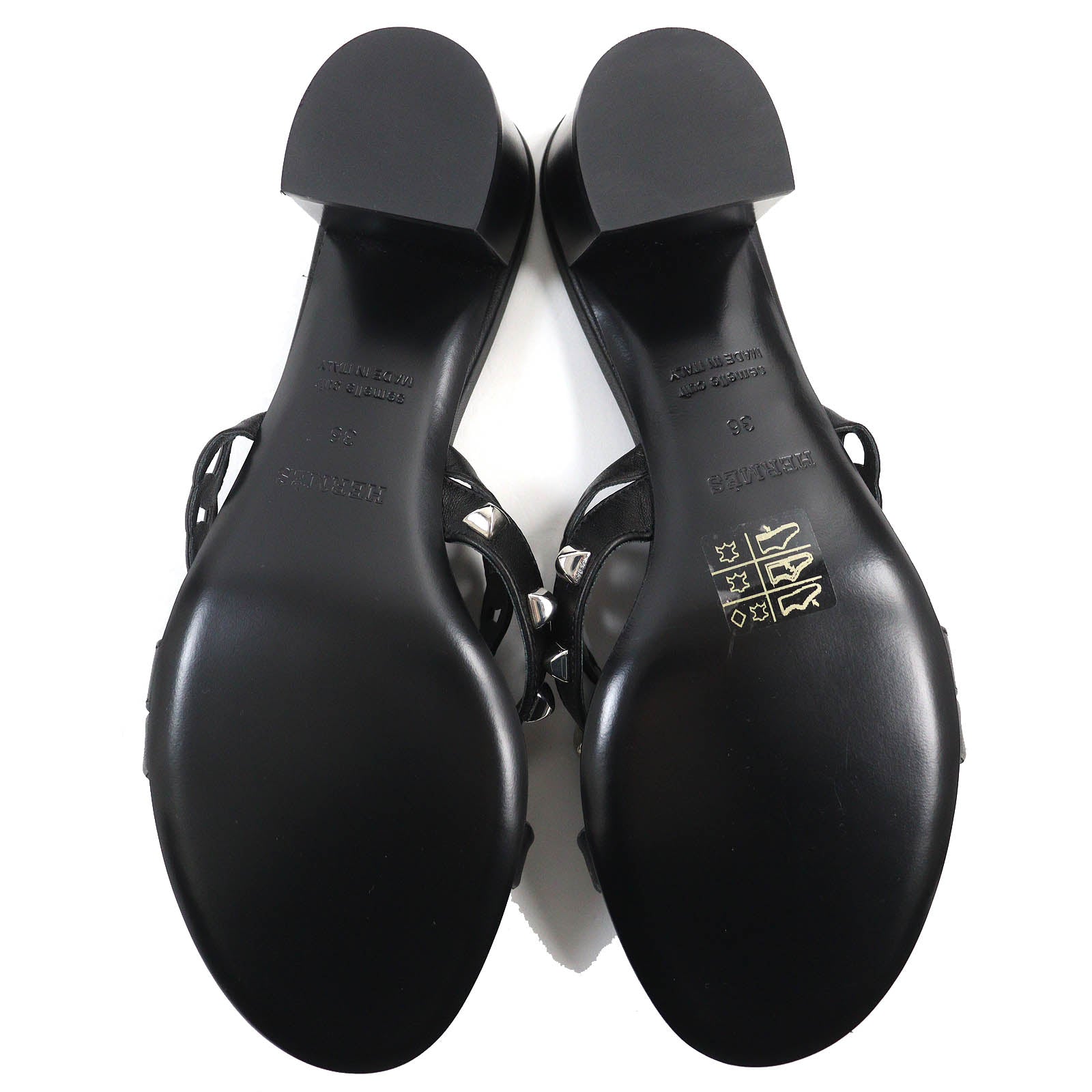 Hermes Medor Stud Leather Mules Black