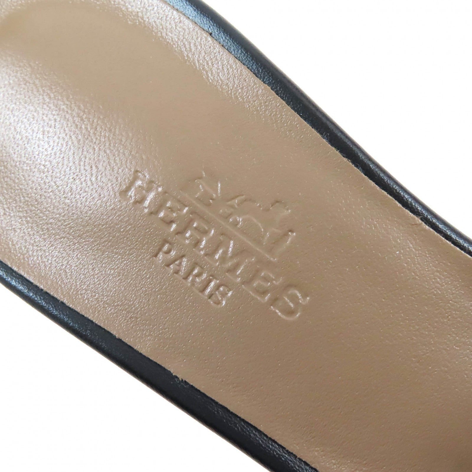 Hermes Oasis H Logo Leather Mules Black