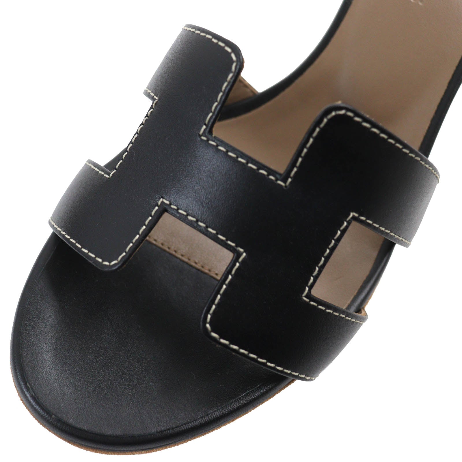 Hermes Oasis H Logo Leather Mules Black