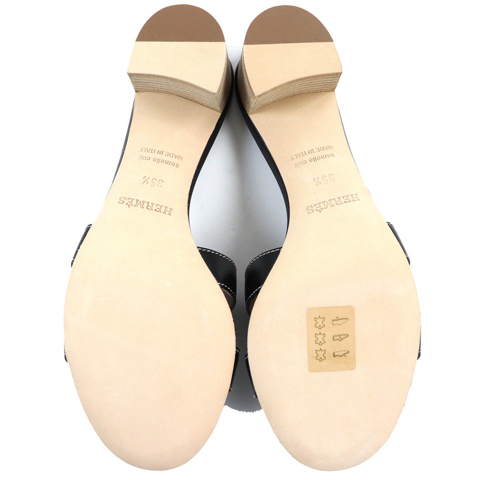 Hermes Oasis H Logo Leather Mules Black