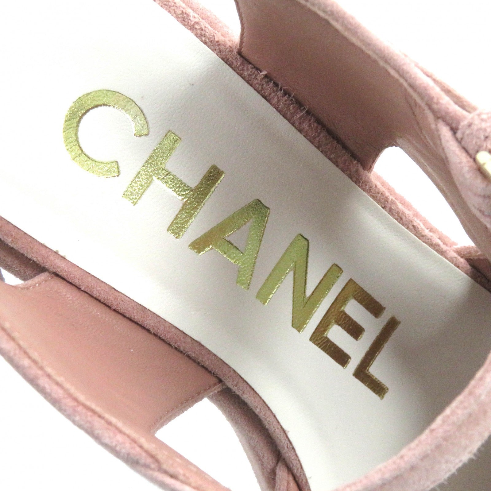 Chanel Suede Leather Sandals 37.5 Pink