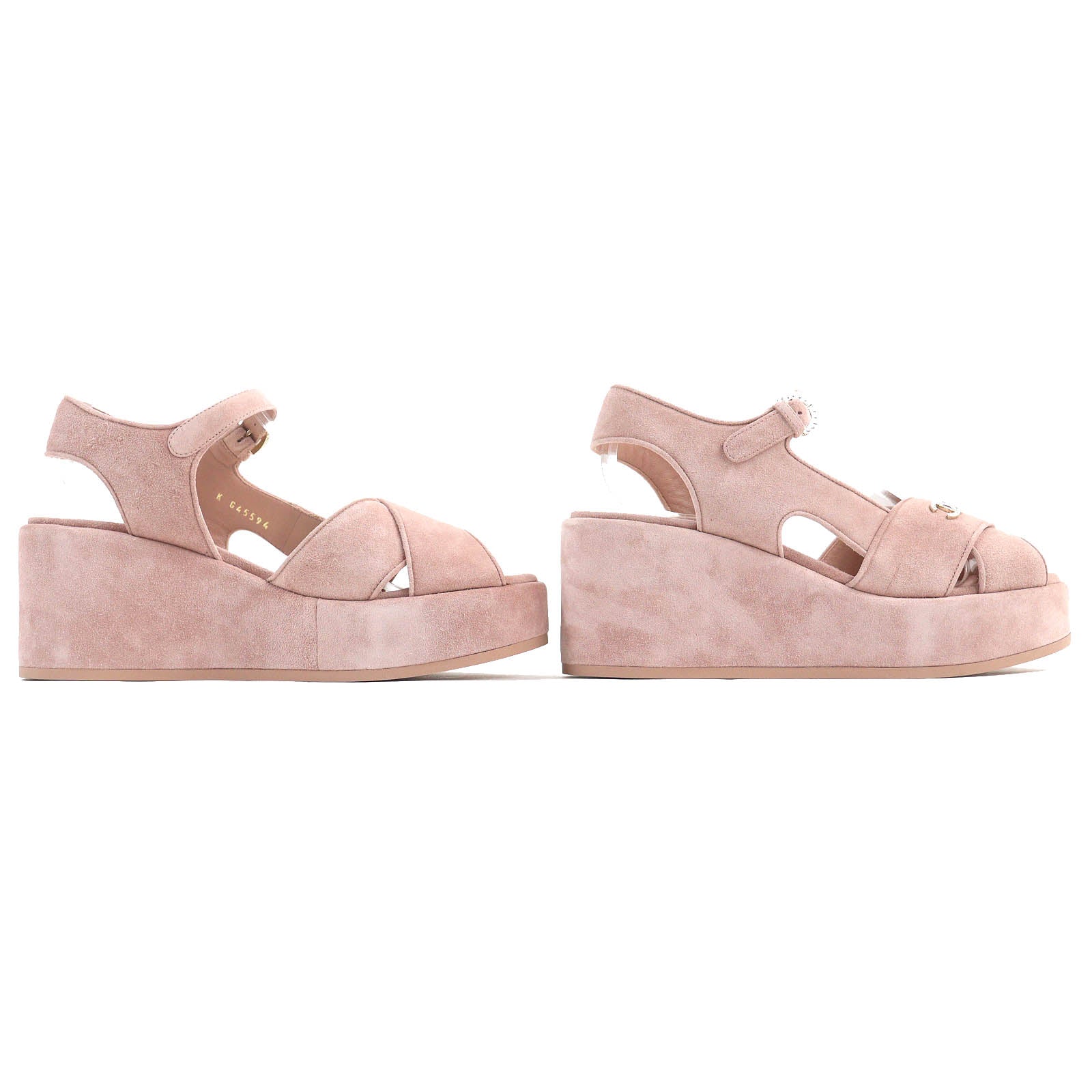 Chanel Suede Leather Sandals 37.5 Pink