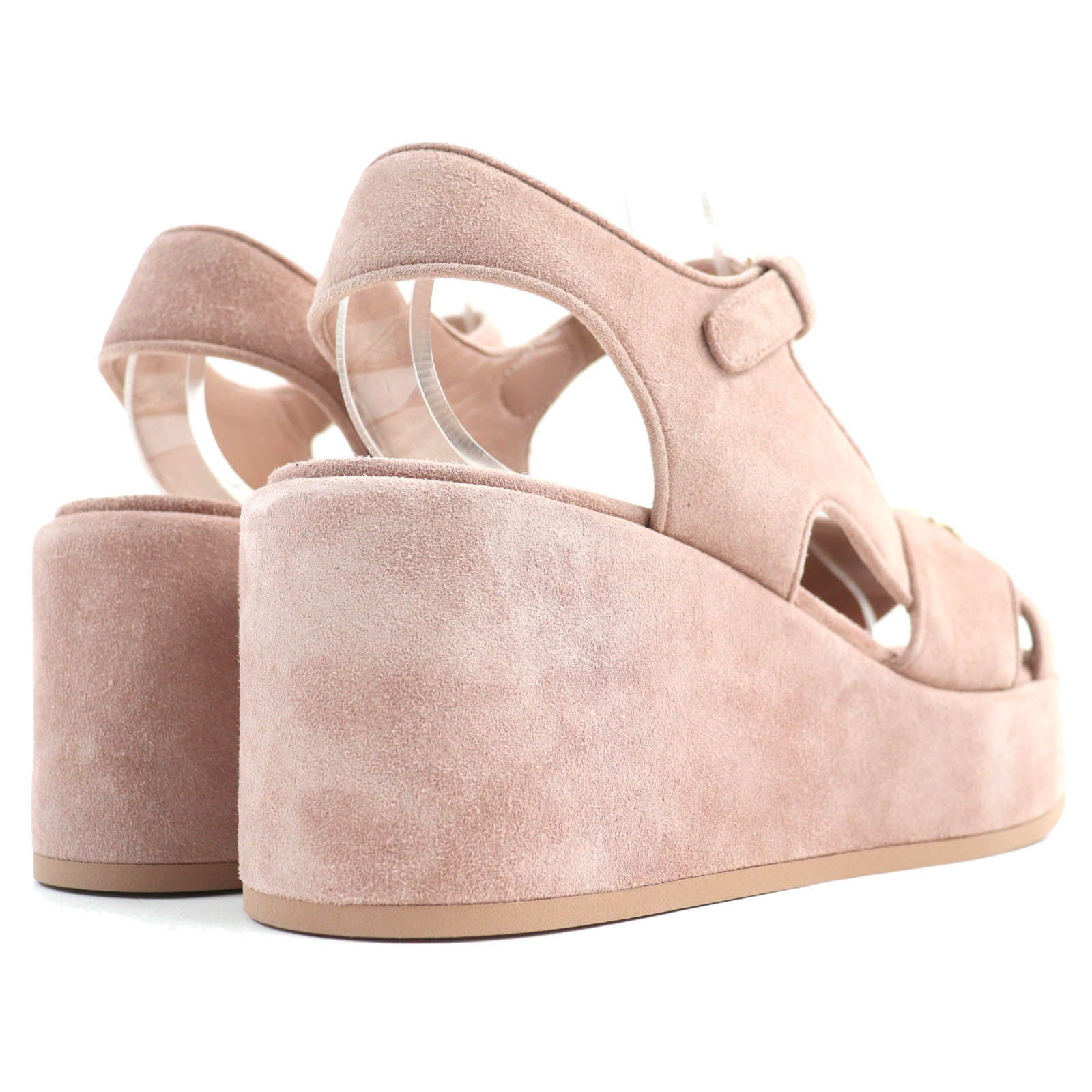 Chanel Suede Leather Sandals 37.5 Pink