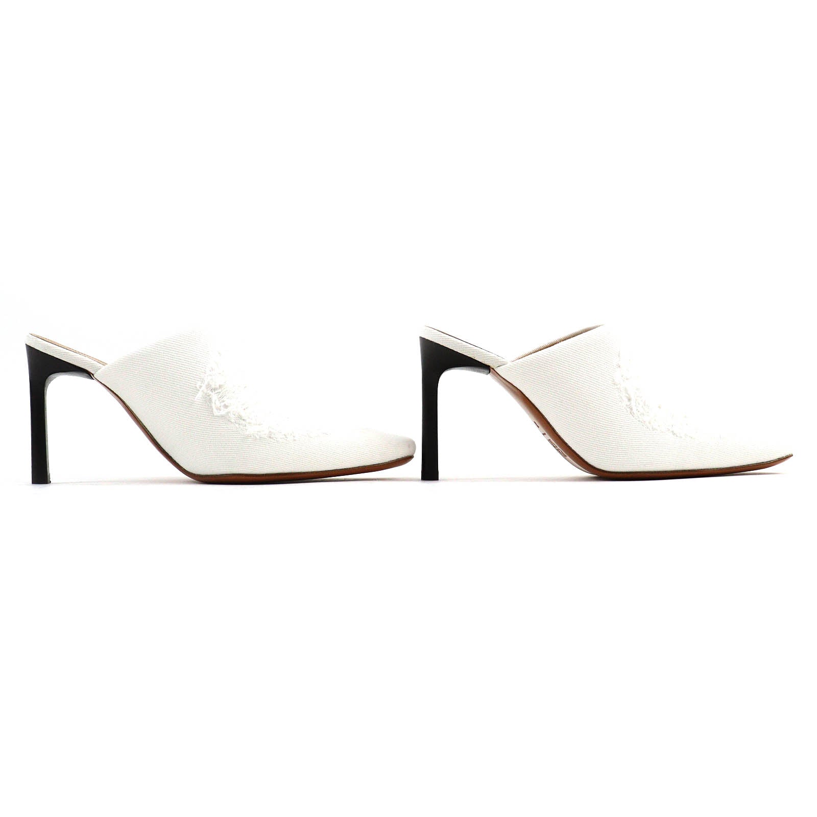 LOEWE Ripped Denim Mule Shoes White 37