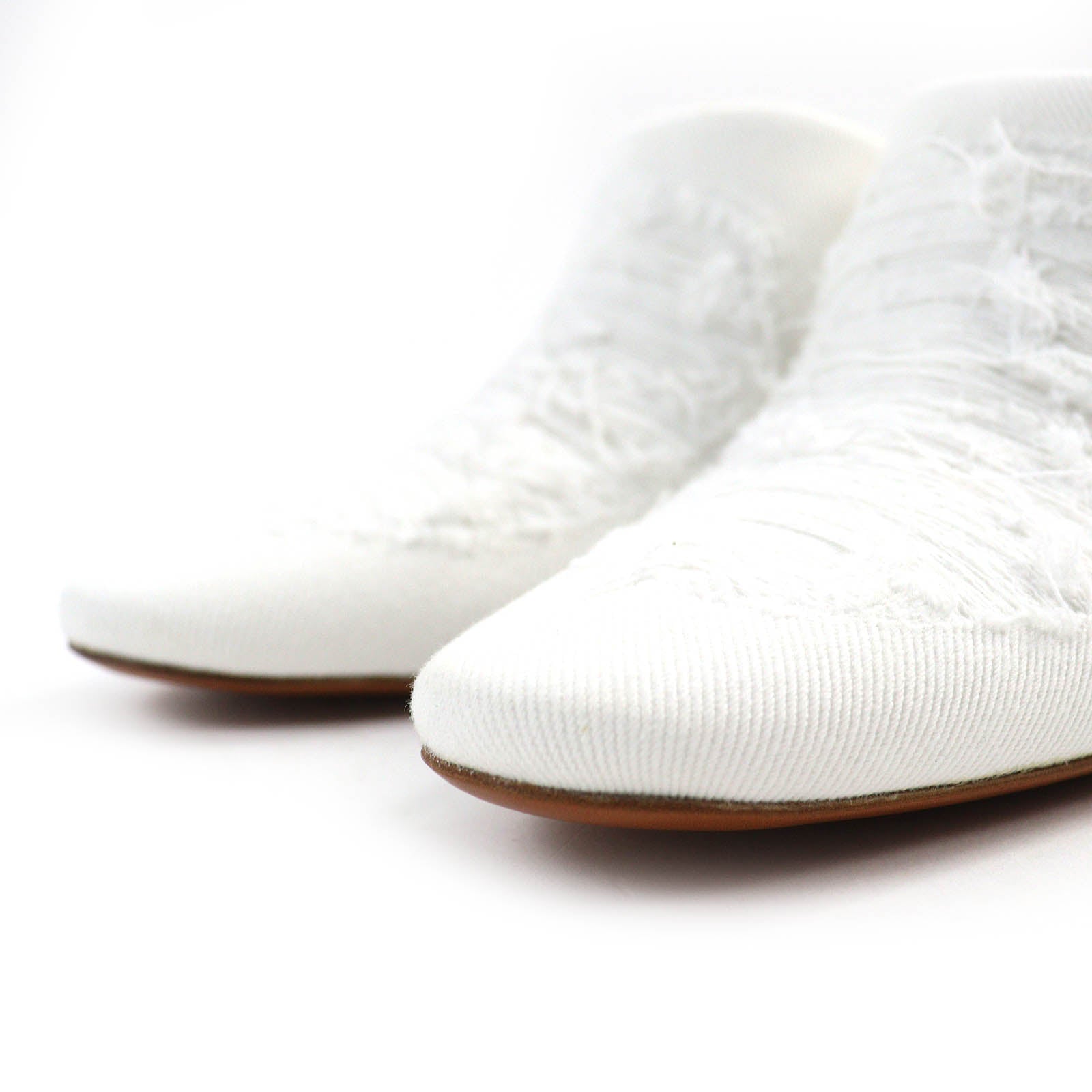 LOEWE Ripped Denim Mule Shoes White 37