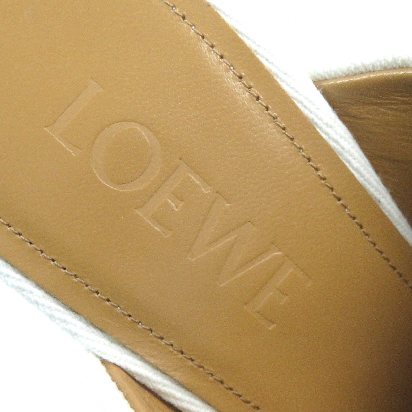 LOEWE Ripped Denim Mule Shoes White 37