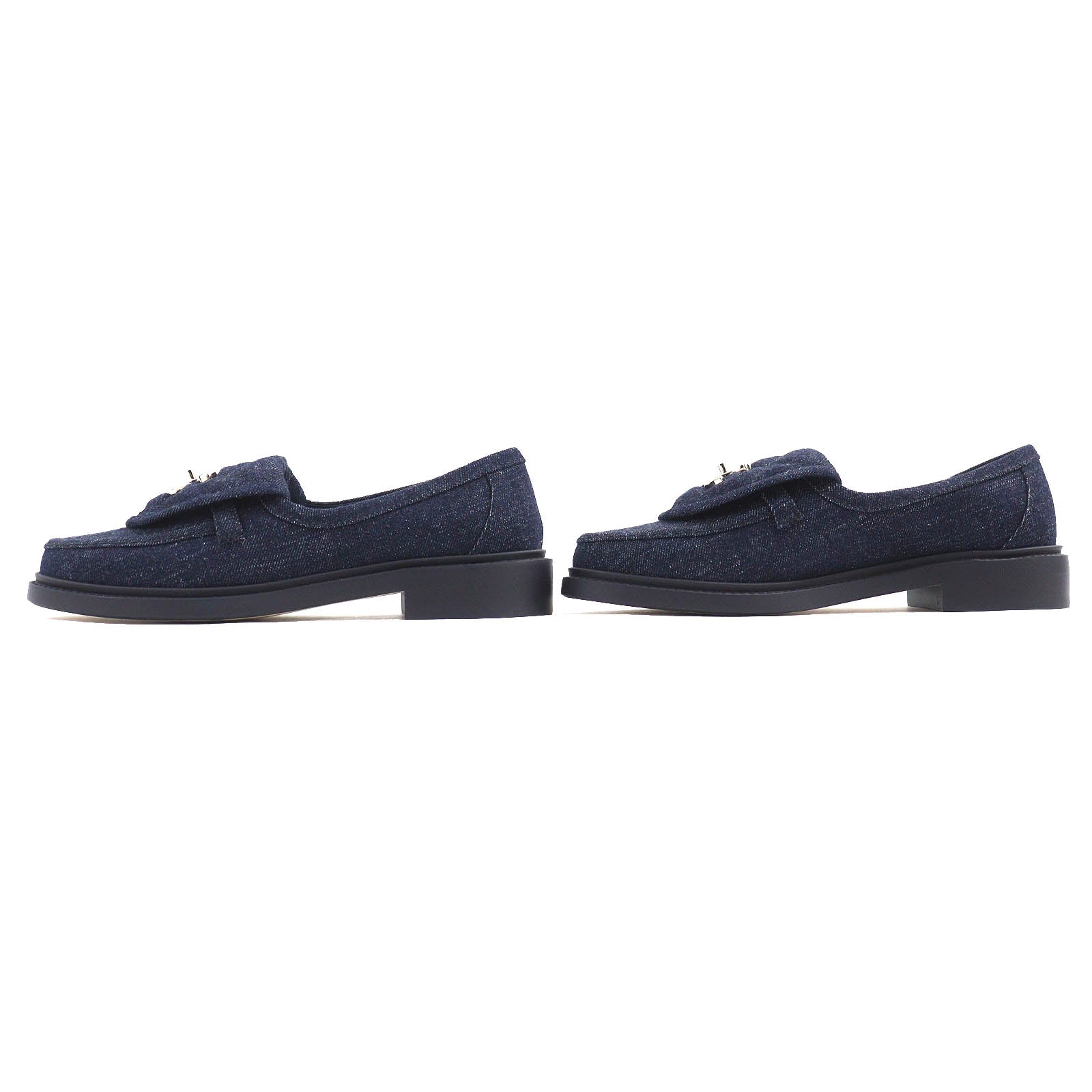 Chanel Denim Loafers COCO Mark Turnlock