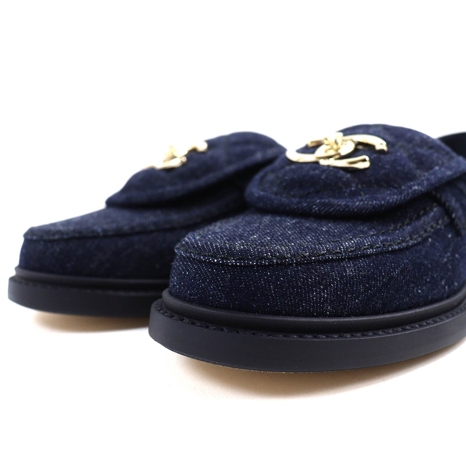 Chanel Denim Loafers COCO Mark Turnlock