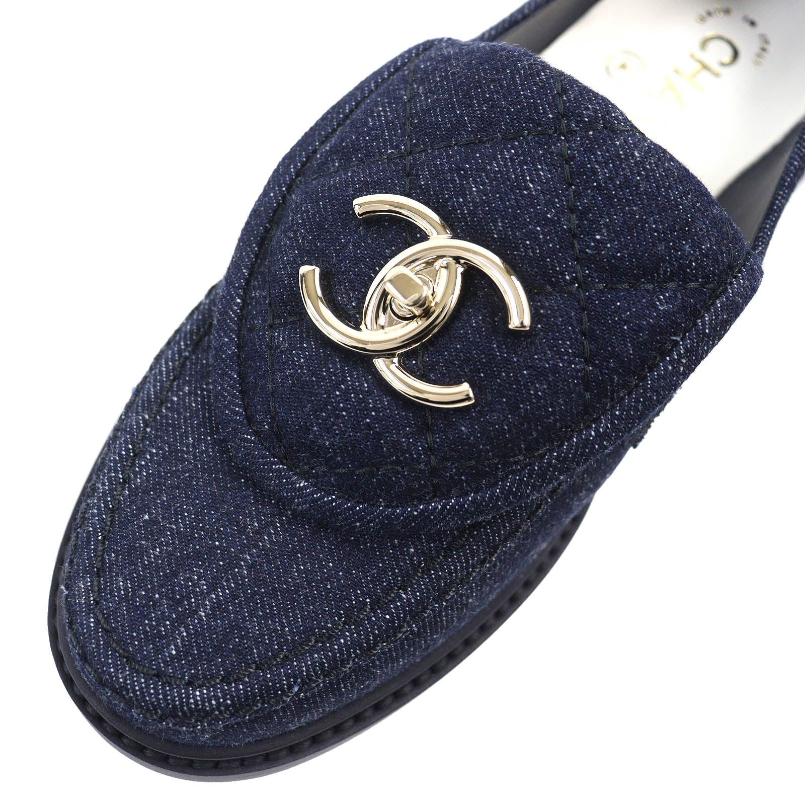 Chanel Denim Loafers COCO Mark Turnlock