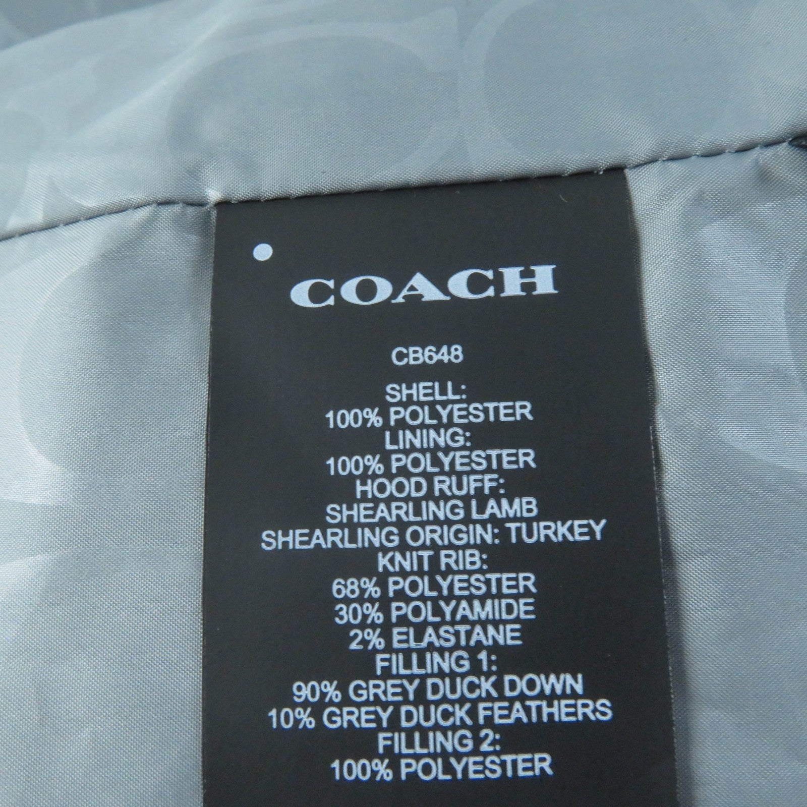 COACH Down Coat Polyester Hooded Gray S