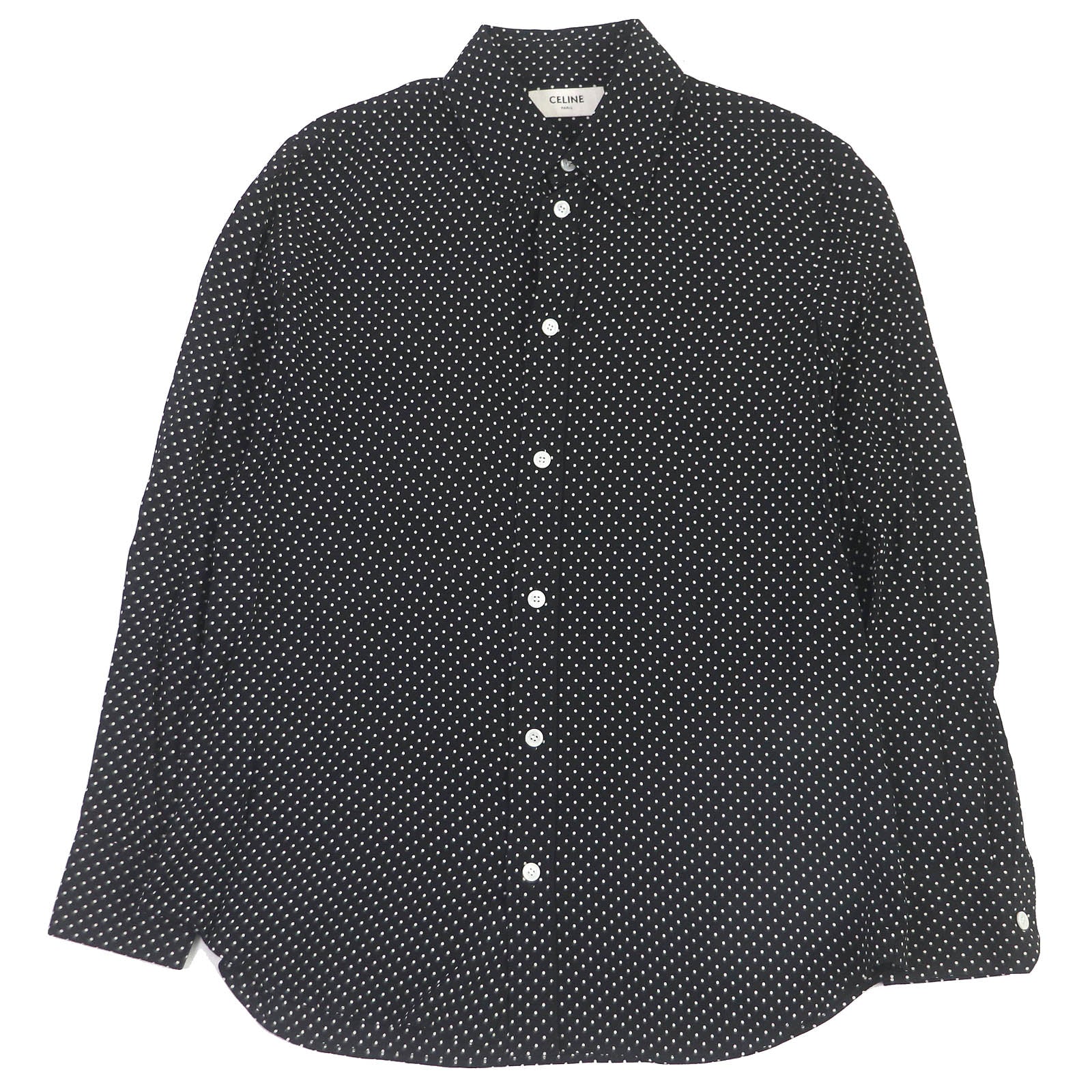 Celine Rayon Dot Pattern Long Sleeve Blouse