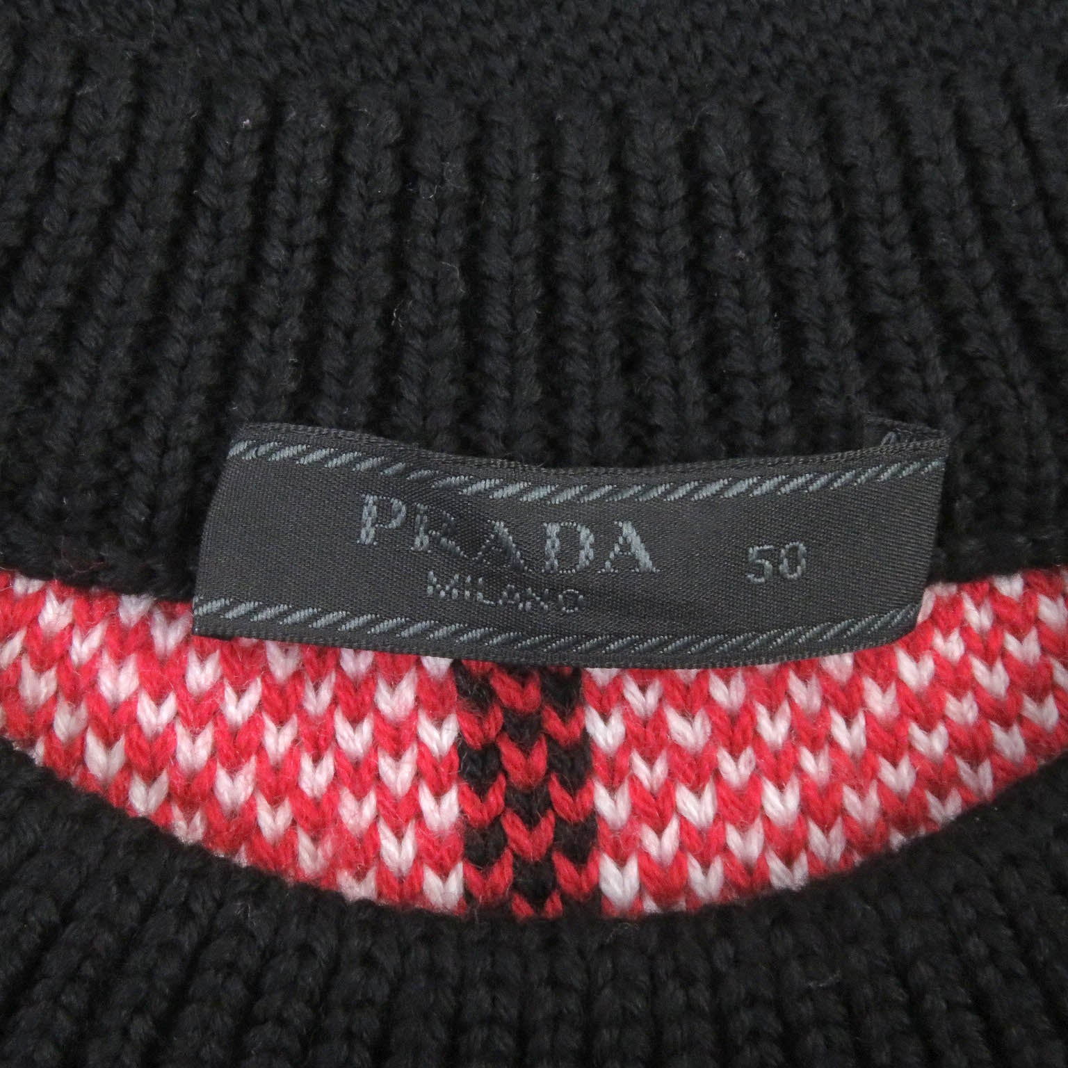 Prada Virgin Wool Print Jacquard Knit Sweater