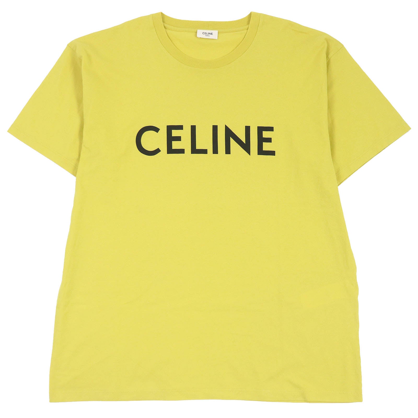 Celine Logo Print Loose T-shirt Yellow M