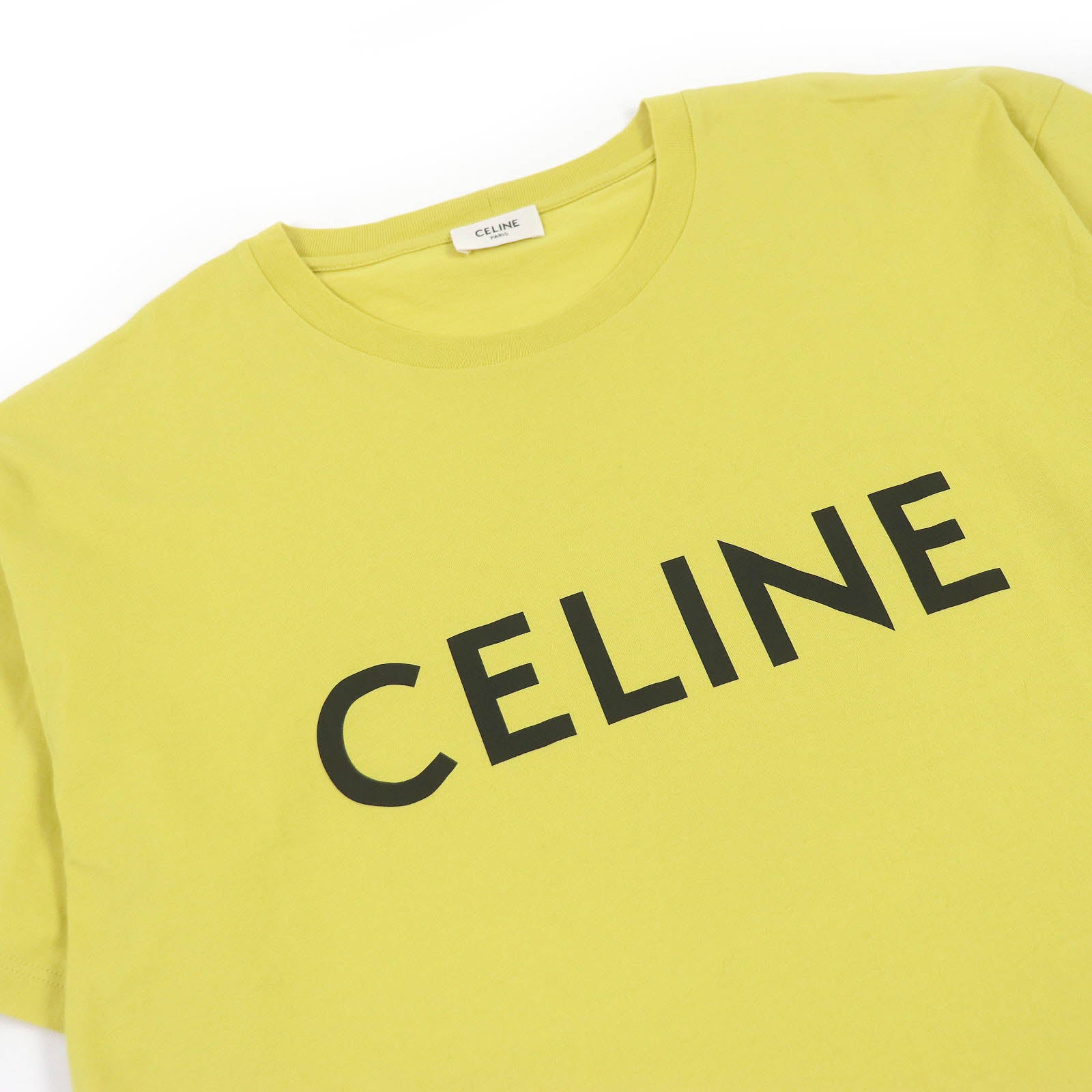 Celine Logo Print Loose T-shirt Yellow M