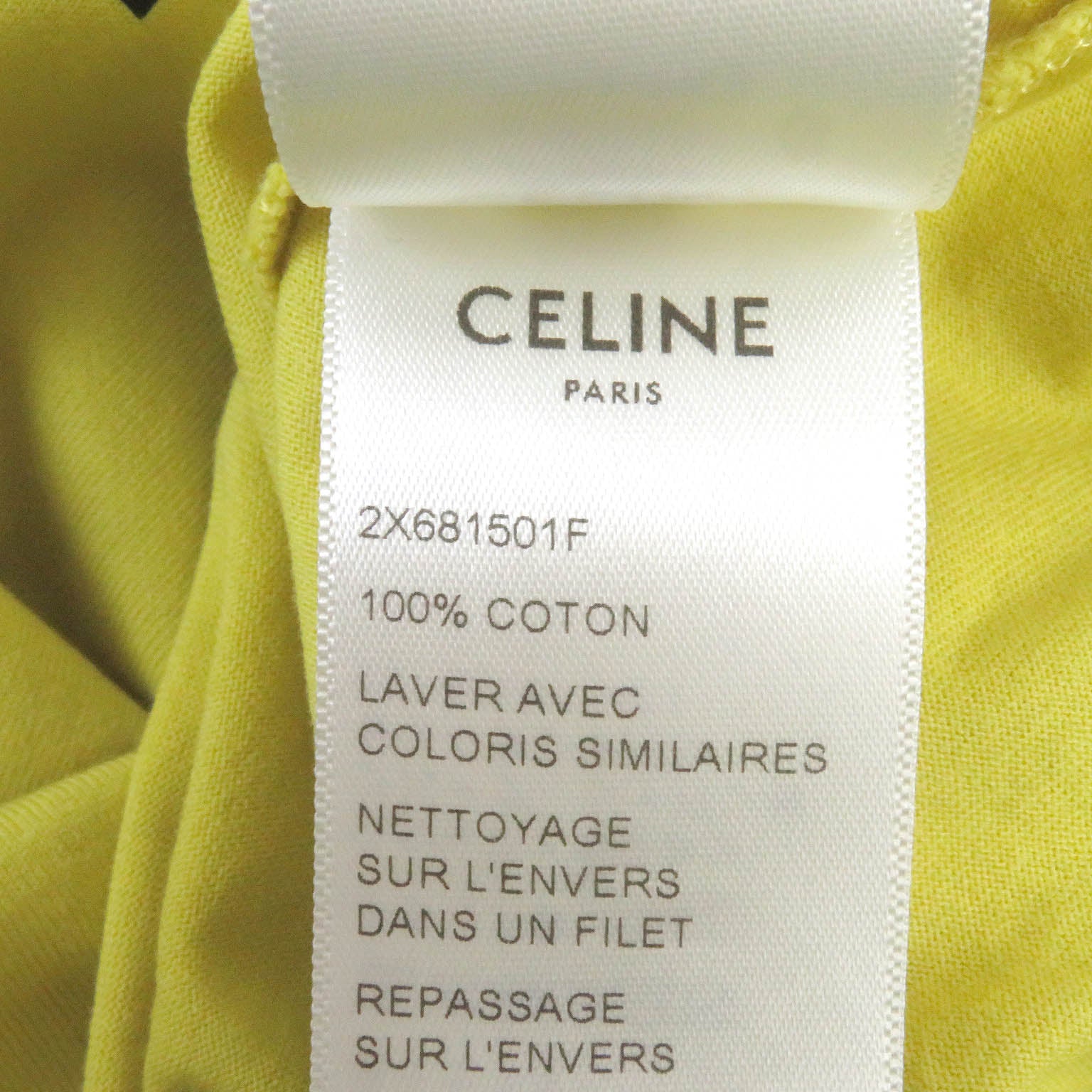 Celine Logo Print Loose T-shirt Yellow M