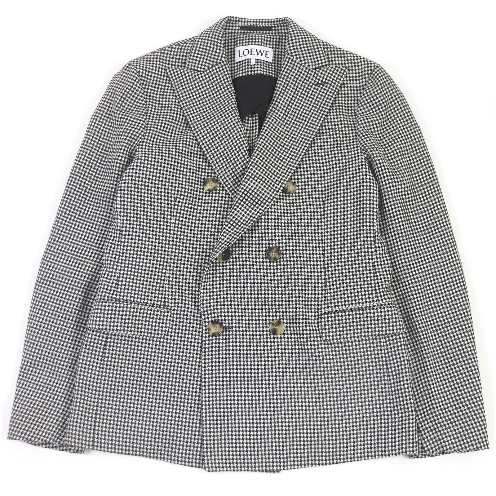 Loewe Wool Silk Check Double Breasted Jacket