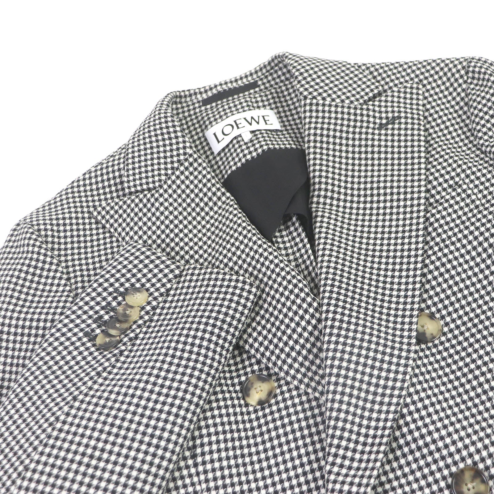 Loewe Wool Silk Check Double Breasted Jacket