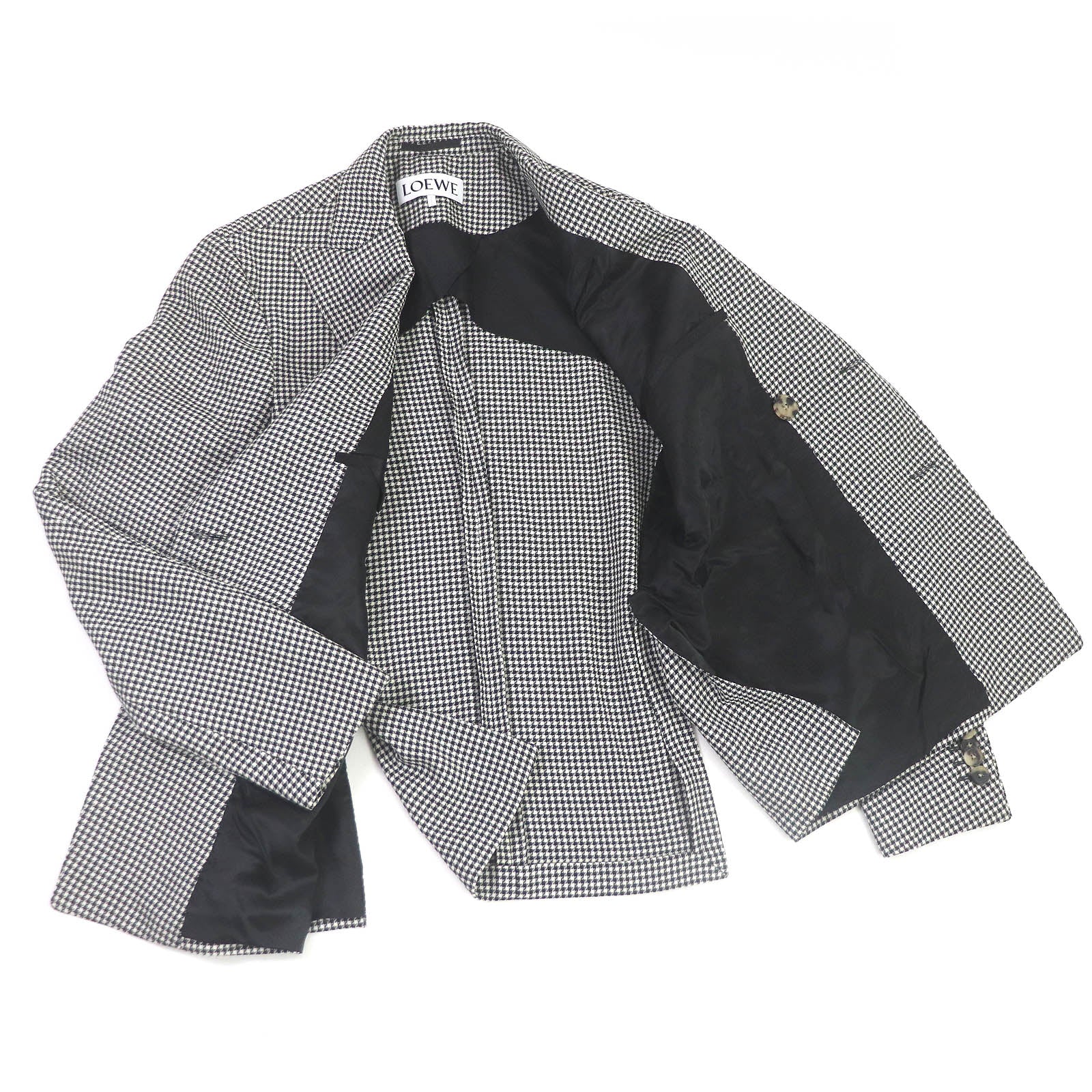 Loewe Wool Silk Check Double Breasted Jacket