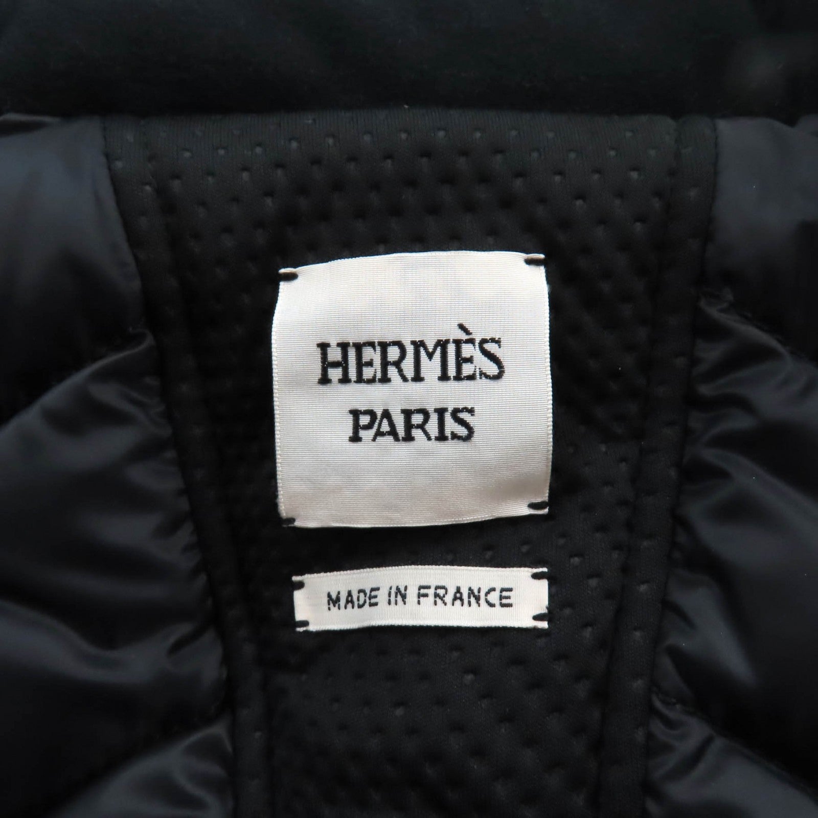 HERMES 23AW Nylon Polyester Leather Down Vest Black 38