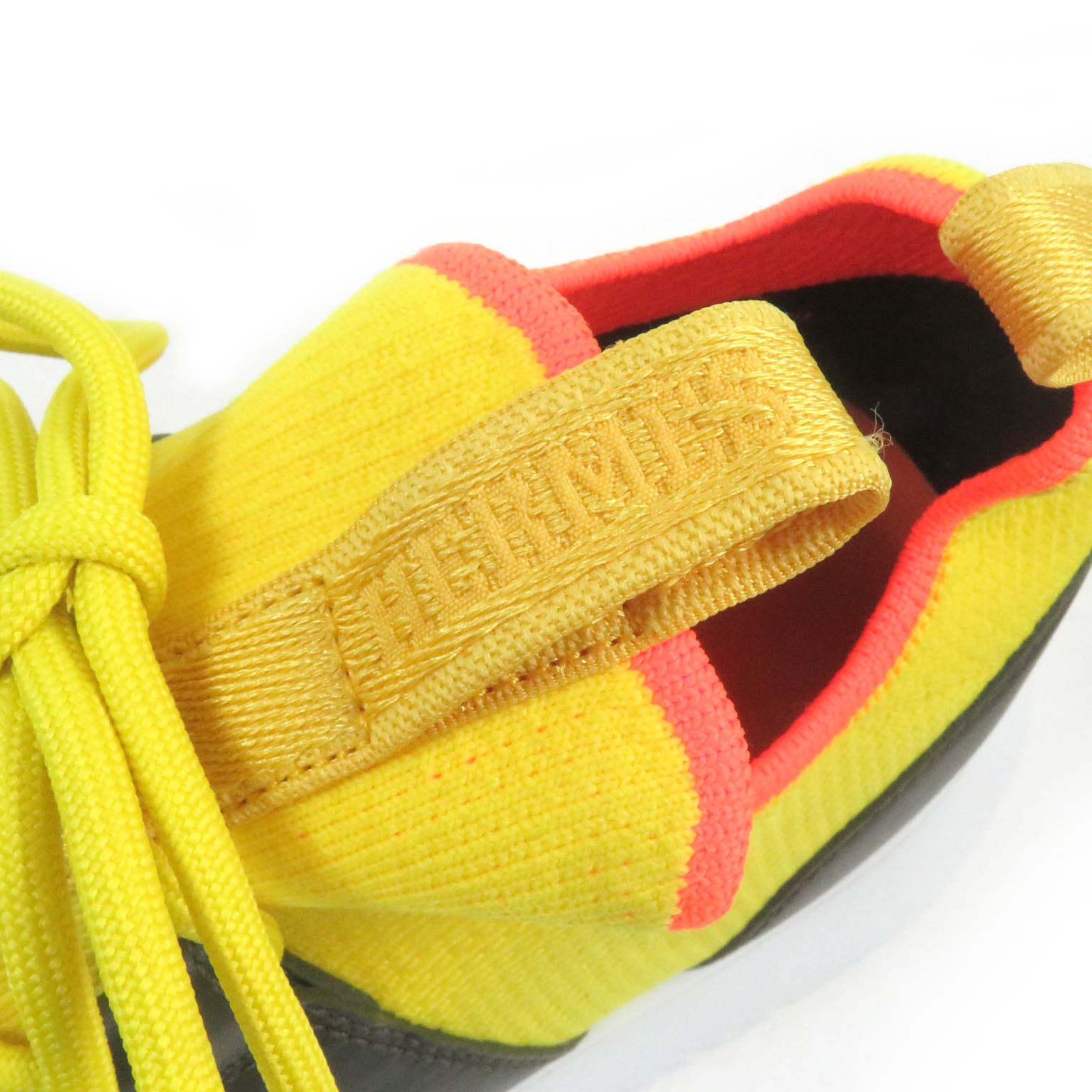 HERMES Leather Knit Low Sneakers Yellow Black 40