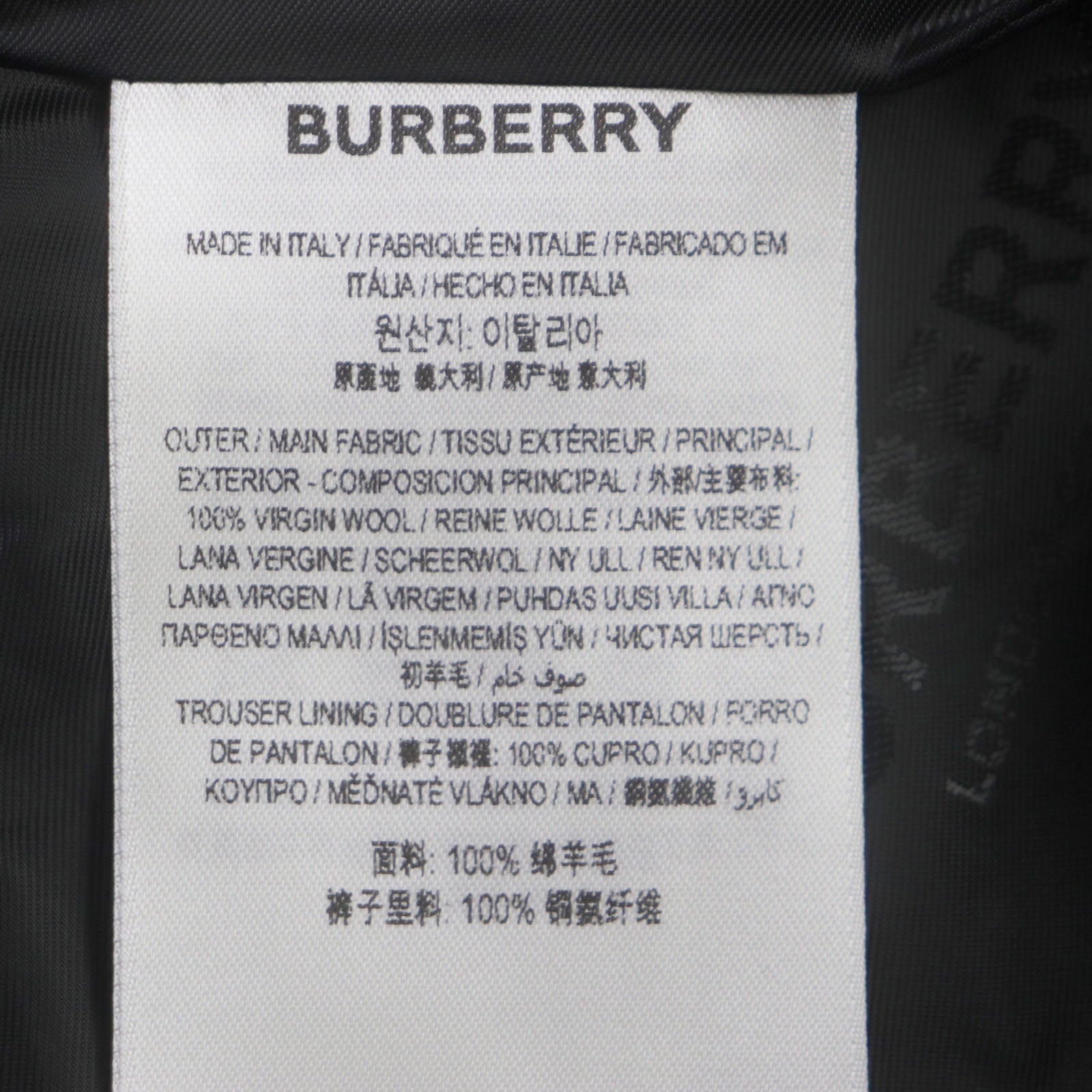 Burberry Wool Logo Button Pants Black 42