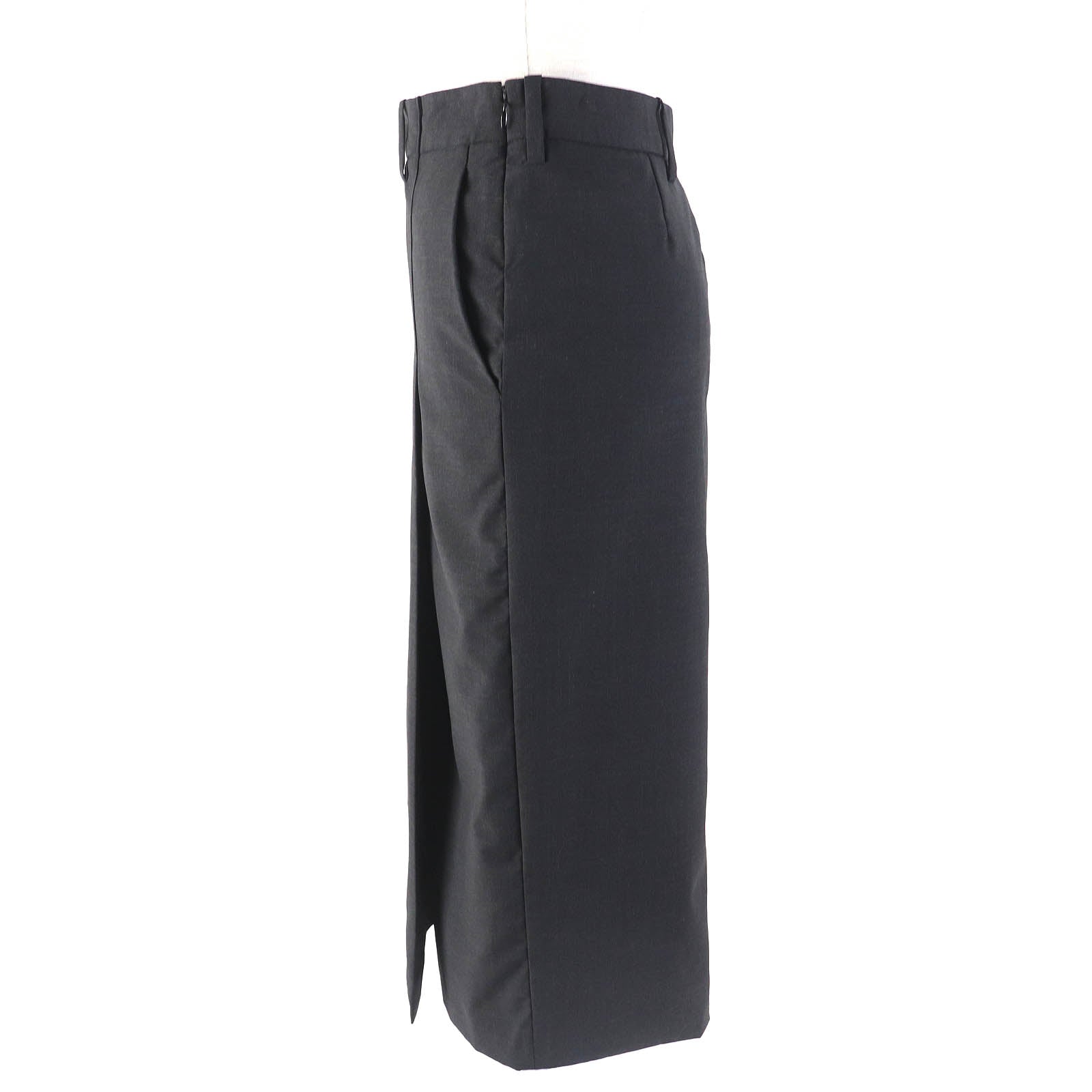 PRADA Virgin Wool Long Tight Skirt Dark Gray