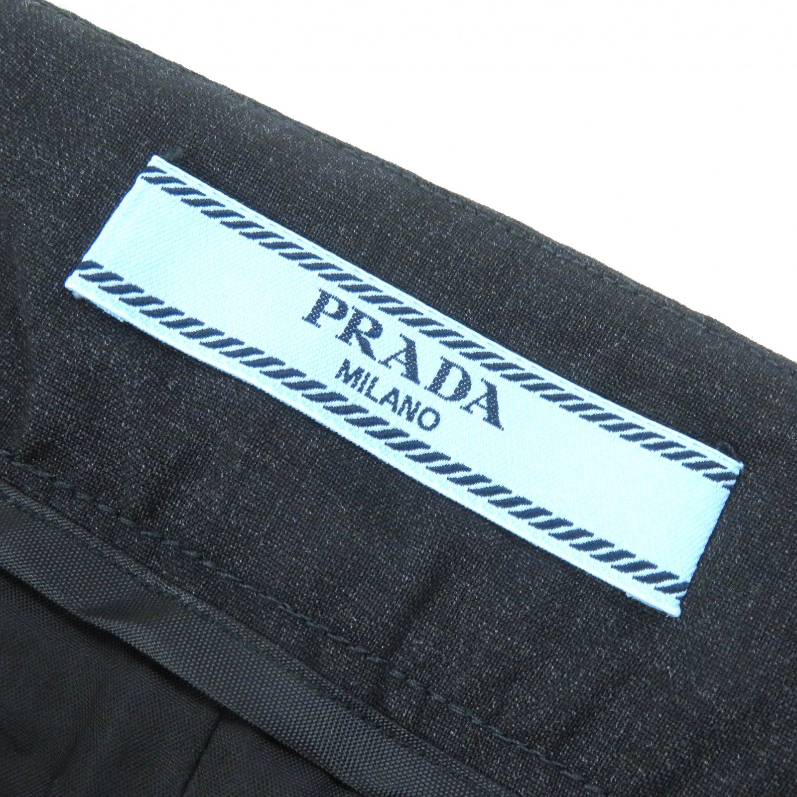 PRADA Virgin Wool Long Tight Skirt Dark Gray